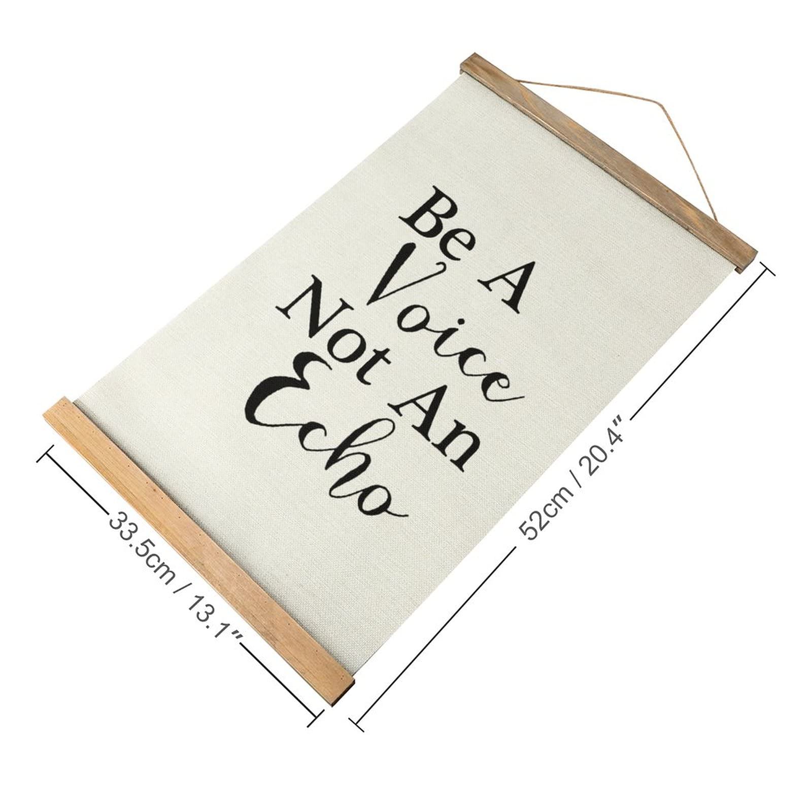 Farmhouse Canvas Hanging Wall Art - 'Be A Voice Not An Echo' Wooden Frame Poster - 13x20.4 Inch Home Decor for Bedroom, Living Room & Kitchen - Perfect for Rustic, Boho & Modern Interior Design Styles