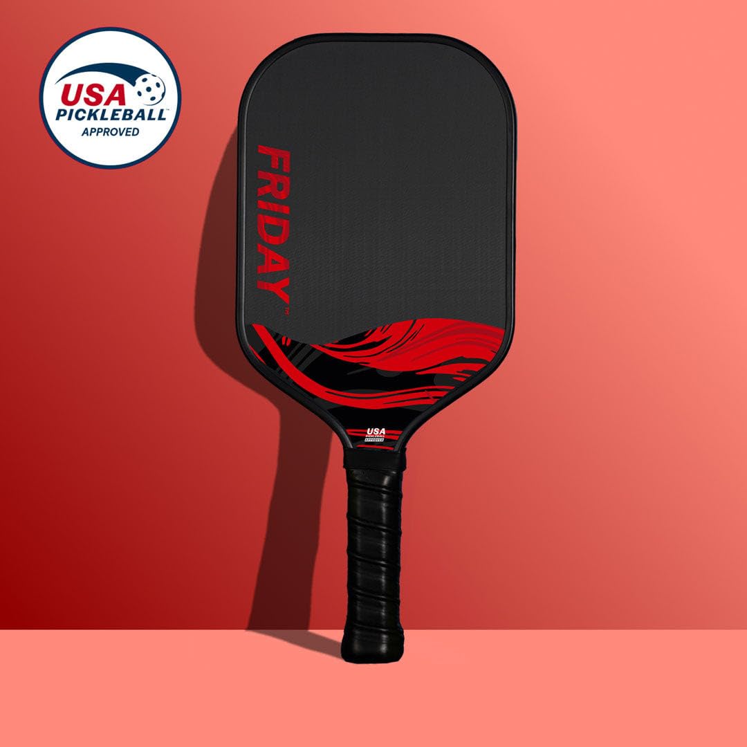 Challenger Friday Paddle - USAP Approved T700 Raw Carbon Fiber Pickleball Paddle with Foam Injected Walls & Honeycomb Core | Tennis Style Grip & Gritty Surface for Enhanced Spin | Perfect for Competitive Play & Recreational Pickleball Games