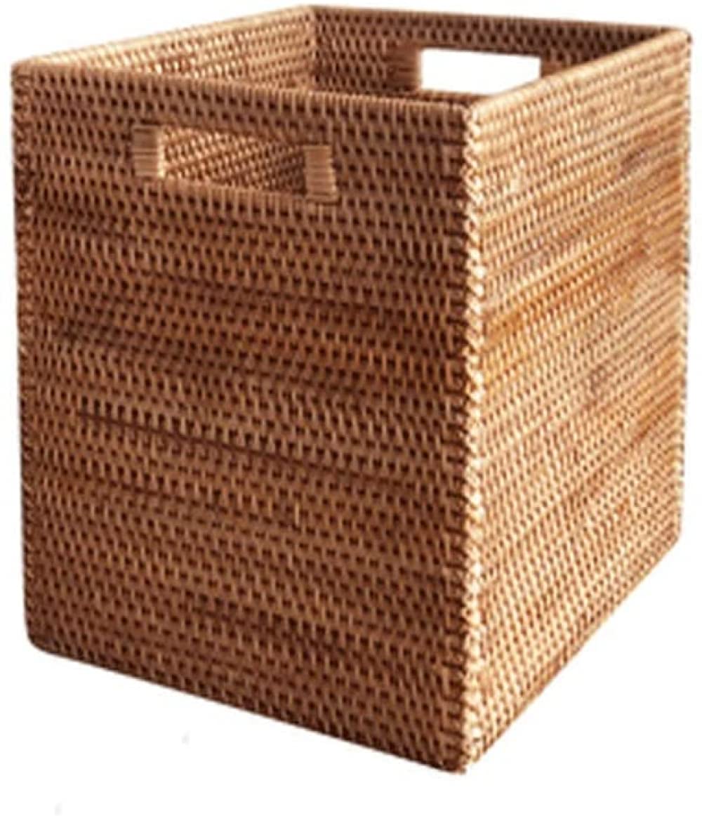 Handmade Rattan Storage Basket - Large Right Angle Organizer for Keys, Remotes & More | Stackable Natural Woven Container for Living Room, Bedroom & Bathroom Organization