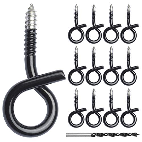Vinyl Coated Screw-In Outdoor Light Hooks - 24 Pack Black - Easy Release Open Loop Design for Holiday & Christmas Lights, Garden Wiring - Weatherproof & Durable for Year-Round Use