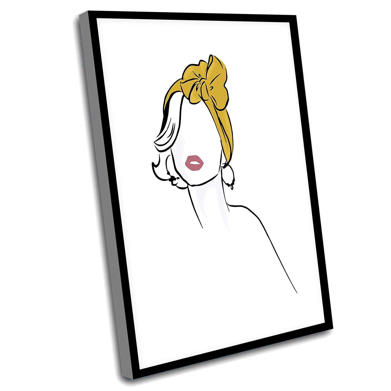 Minimalist Female Line Art Wall Decor - 12x16 Inch Framed Woman Body Sketch Poster, Abstract Outline Drawing for Bedroom, Bathroom Vanity or Office Decor
