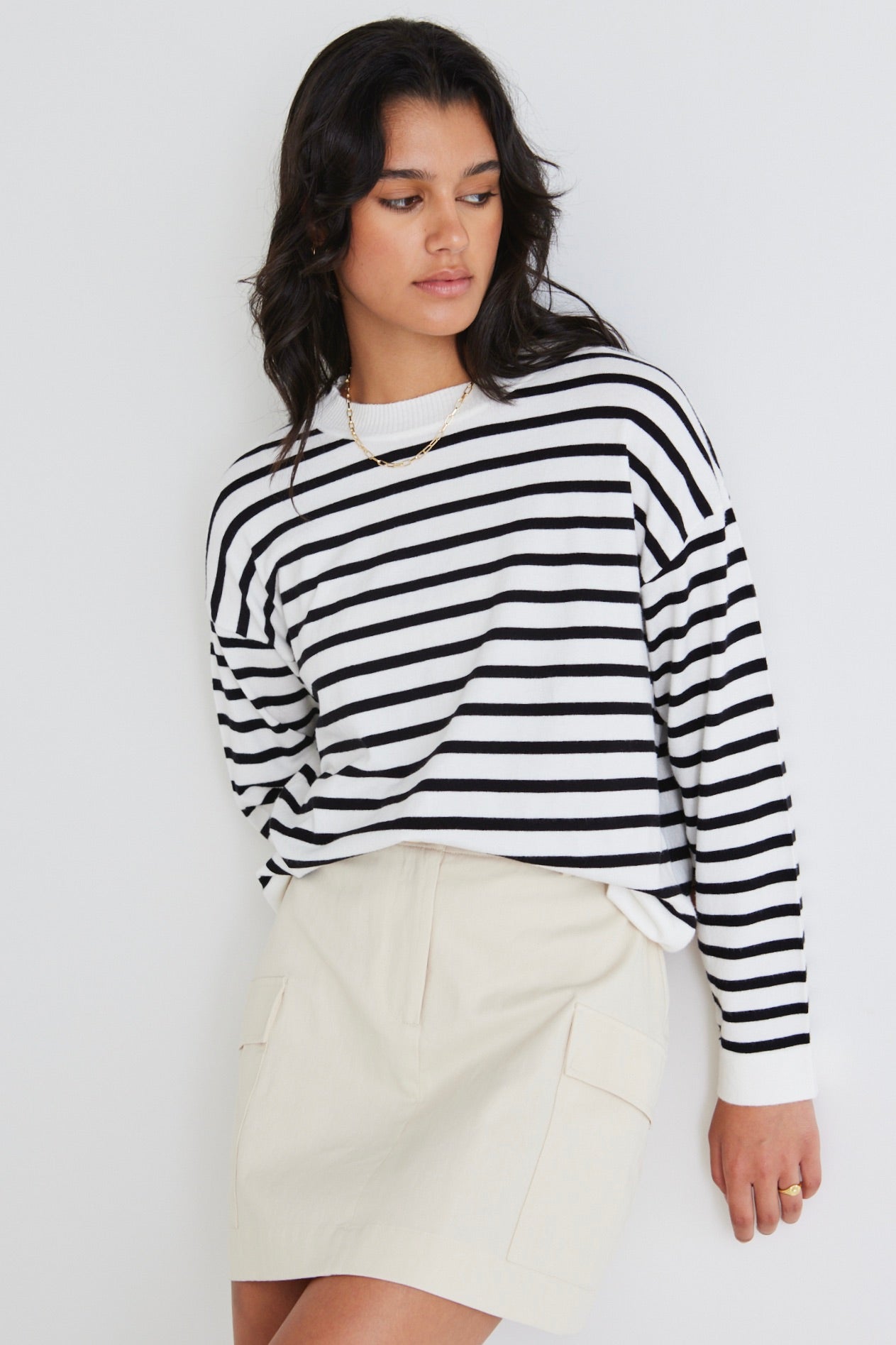 Breton Striped Crew Neck Sweater - Classic Black & White Striped Knit Jumper for Women & Men | Perfect for Casual Wear, Layering & Fall Fashion