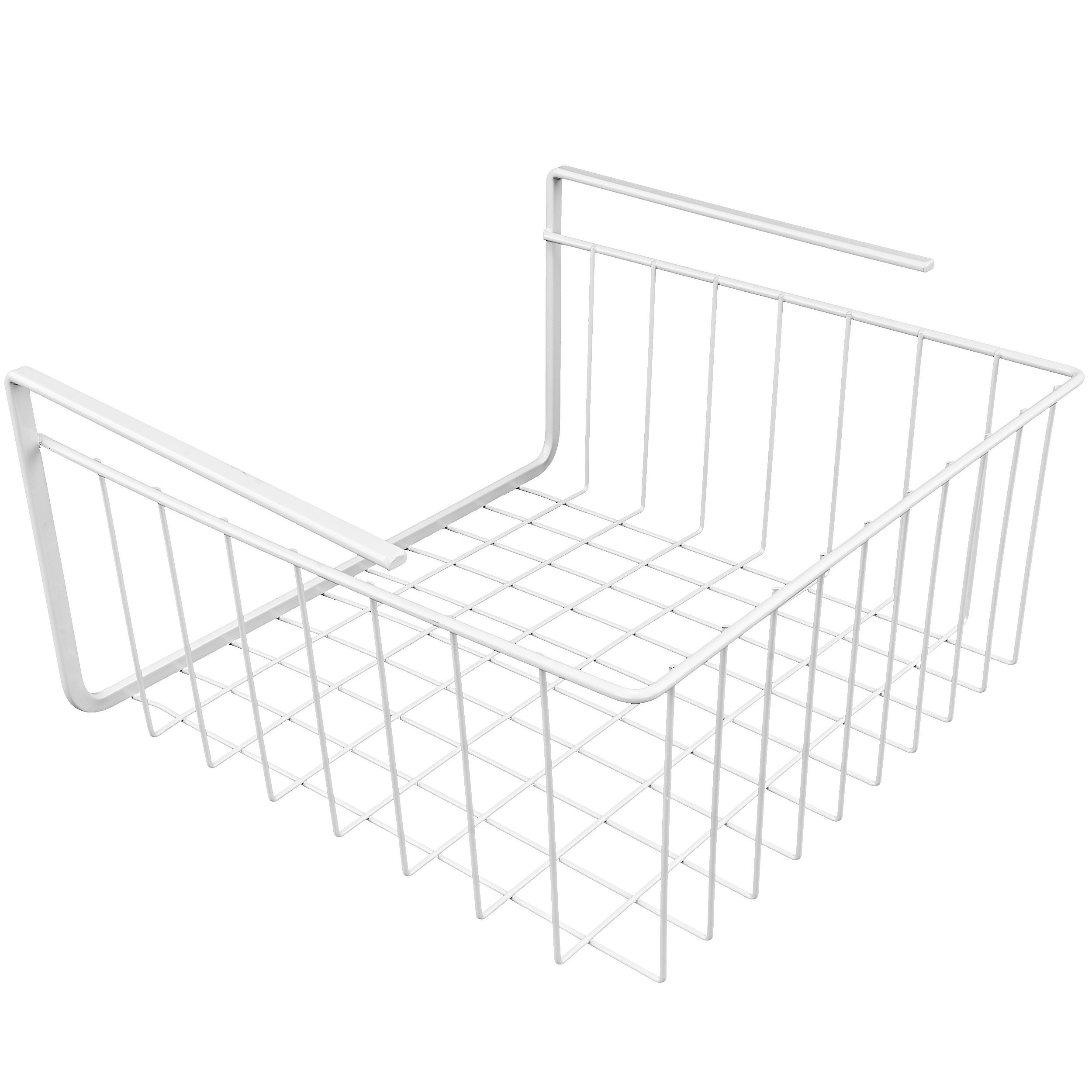 White Wire Under Shelf Storage Basket 10-Inch - Space Saving Kitchen & Bathroom Organizer for Spices, Toiletries & Small Items | Southern Homewares