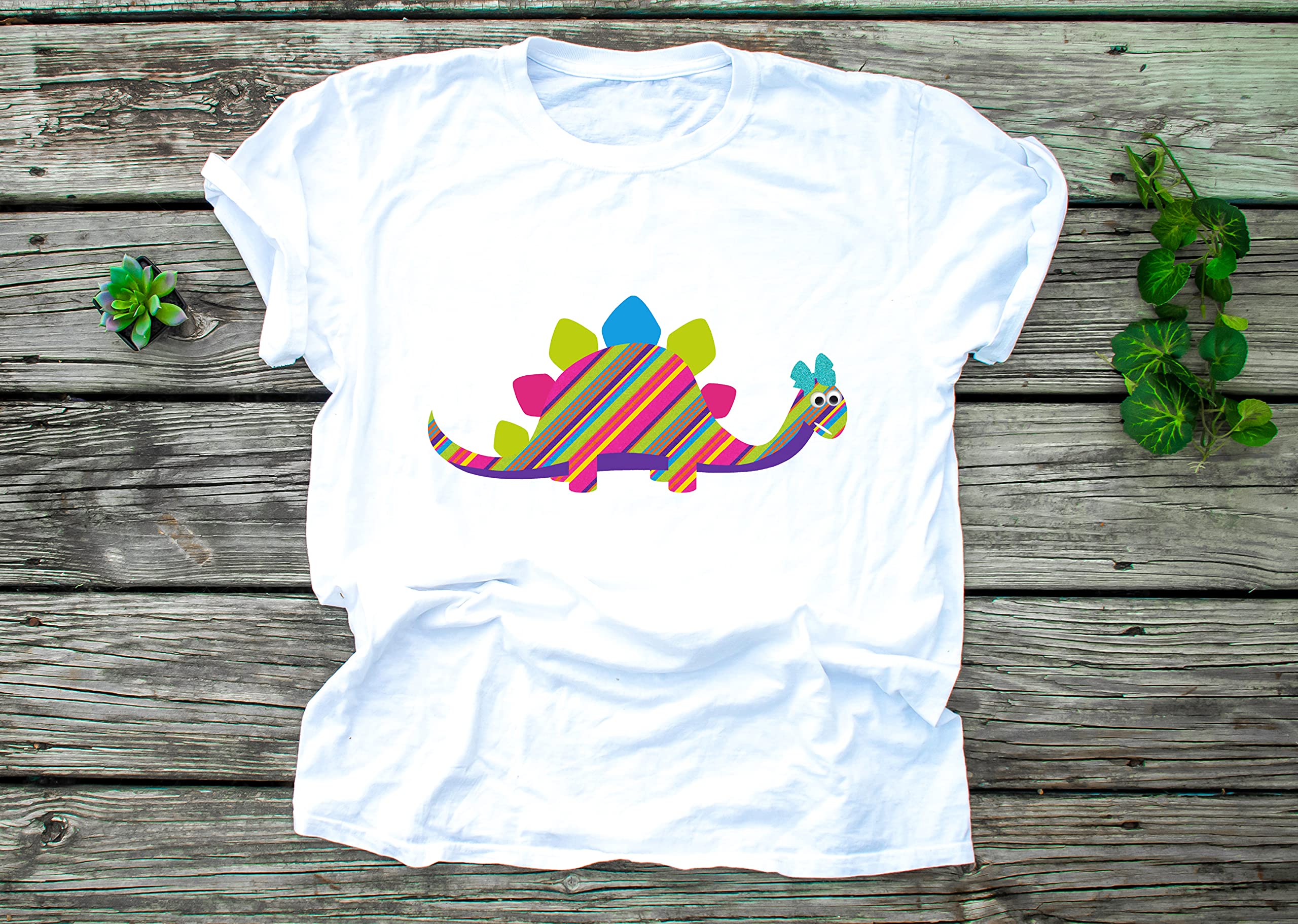 Dinosaur Sublimation Transfer for Girls - Ready to Use Dinosaur with Bow Design for T-Shirts & Mugs (Adult Sizes 1X-8.5+ Inch) - Perfect for Kids' Birthday Gifts, School Events & Dinosaur-Themed Parties