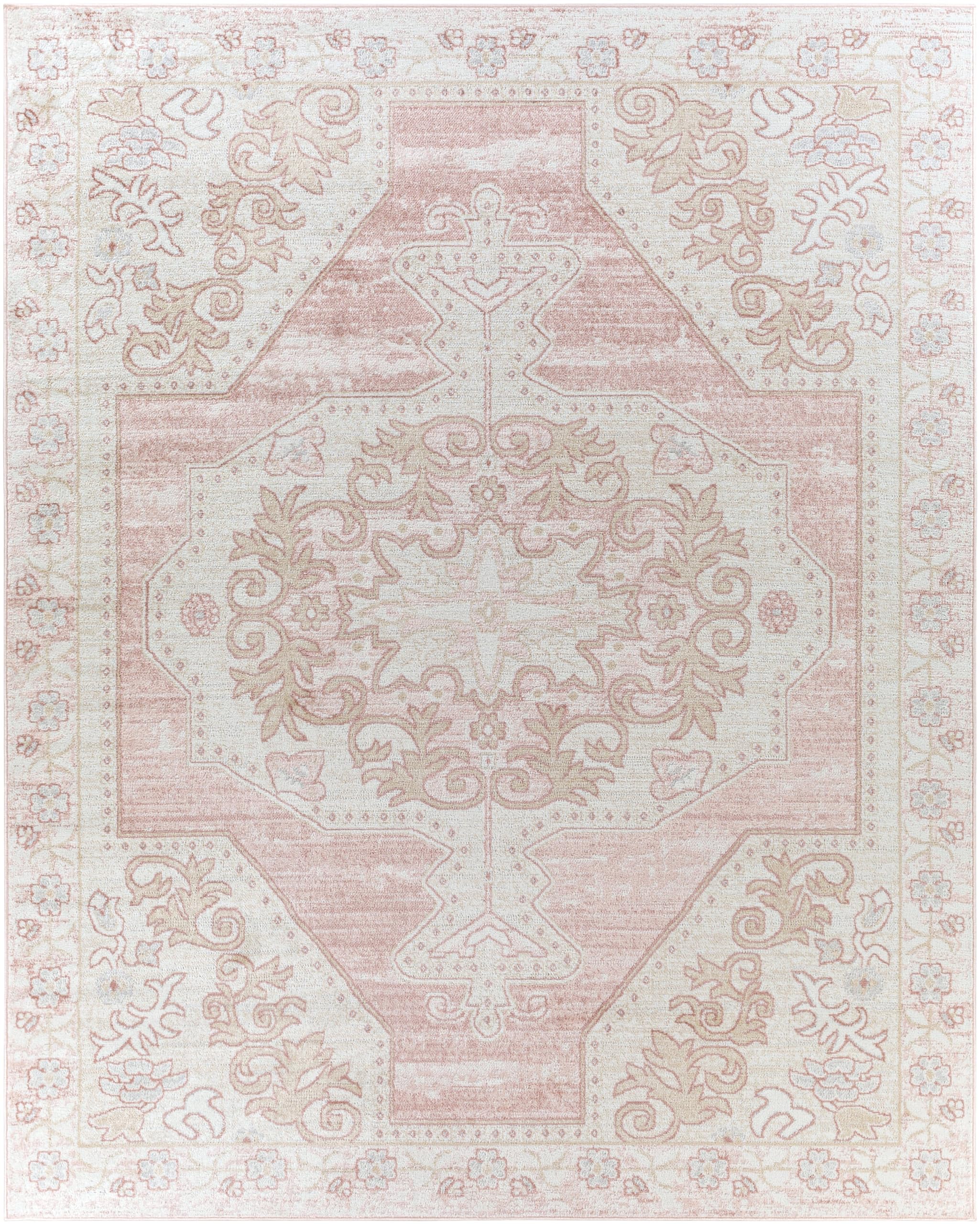 Mark&Day Traditional Cream Area Rug 8x10 - Soft & Durable Living Room, Bedroom, Kitchen Carpet in White Blue Black (7'9