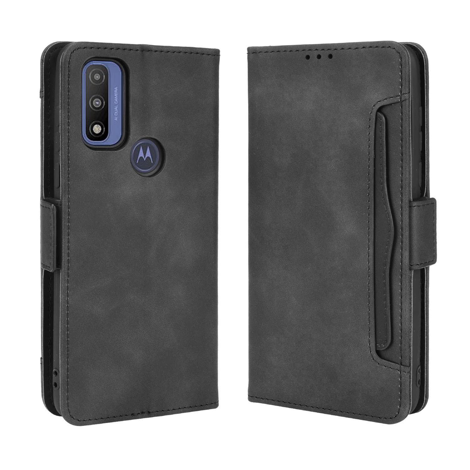 Premium PU Leather Wallet Case for Motorola Moto G Pure (2021) - 5 Card Slots RFID Protection | Slim Protective Phone Cover with Card Holder | Perfect for Daily Use, Travel & Business (Black)