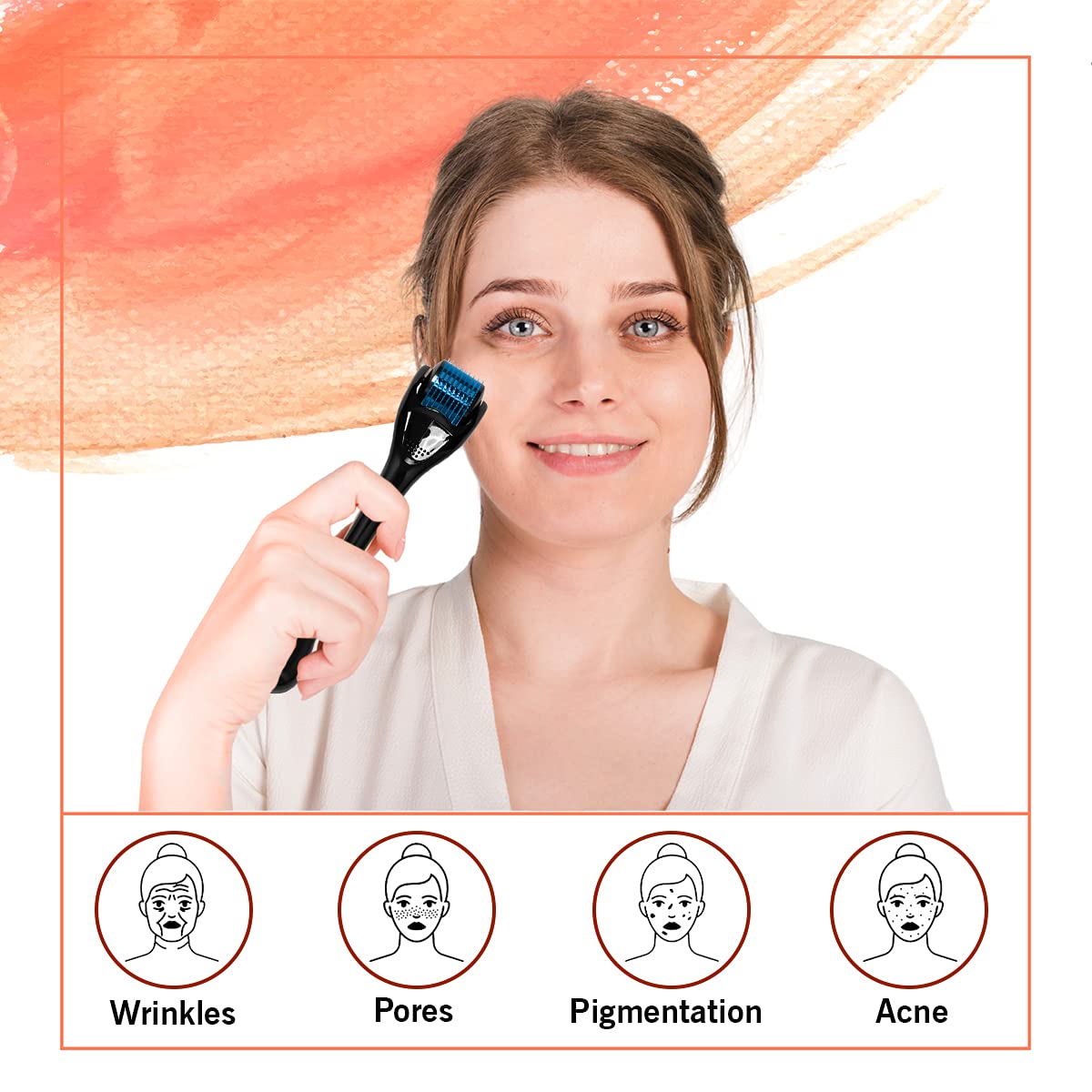 Epyz 540 Needle Derma Roller 1.5mm - Professional Microneedling Tool for Acne Scars, Wrinkles, Hair Growth & Skin Rejuvenation - Includes Storage Case (Blue) - Perfect for At-Home Facial Treatments & Hair Care Routine