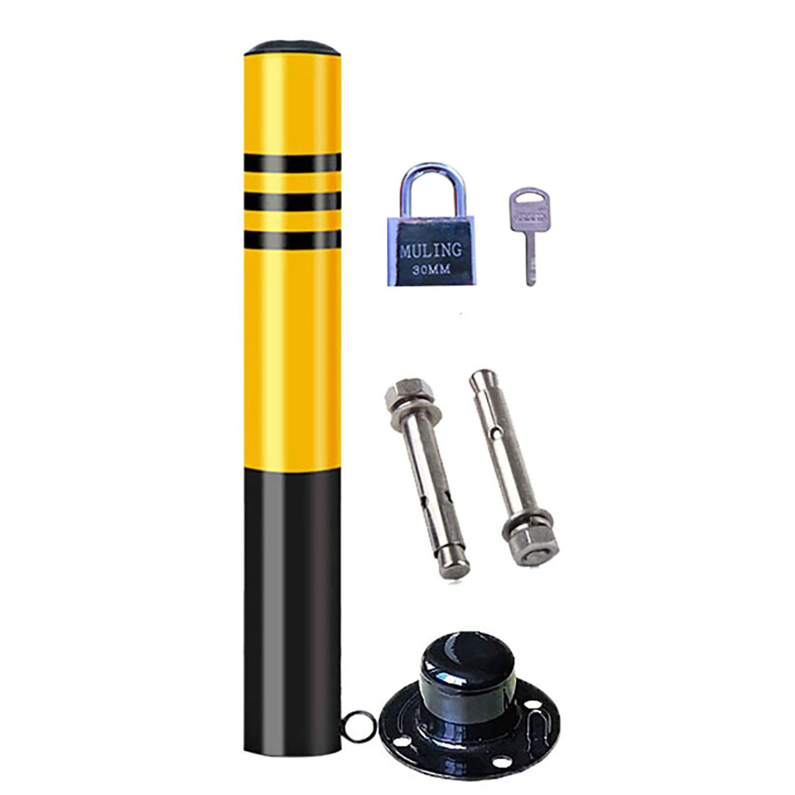 Steel Driveway Barrier Posts - Heavy Duty Parking Bollards for Security & Traffic Control (600mm×76mm) with Reflective Tape | Easy Installation for Driveways, Parking Lots & Commercial Properties