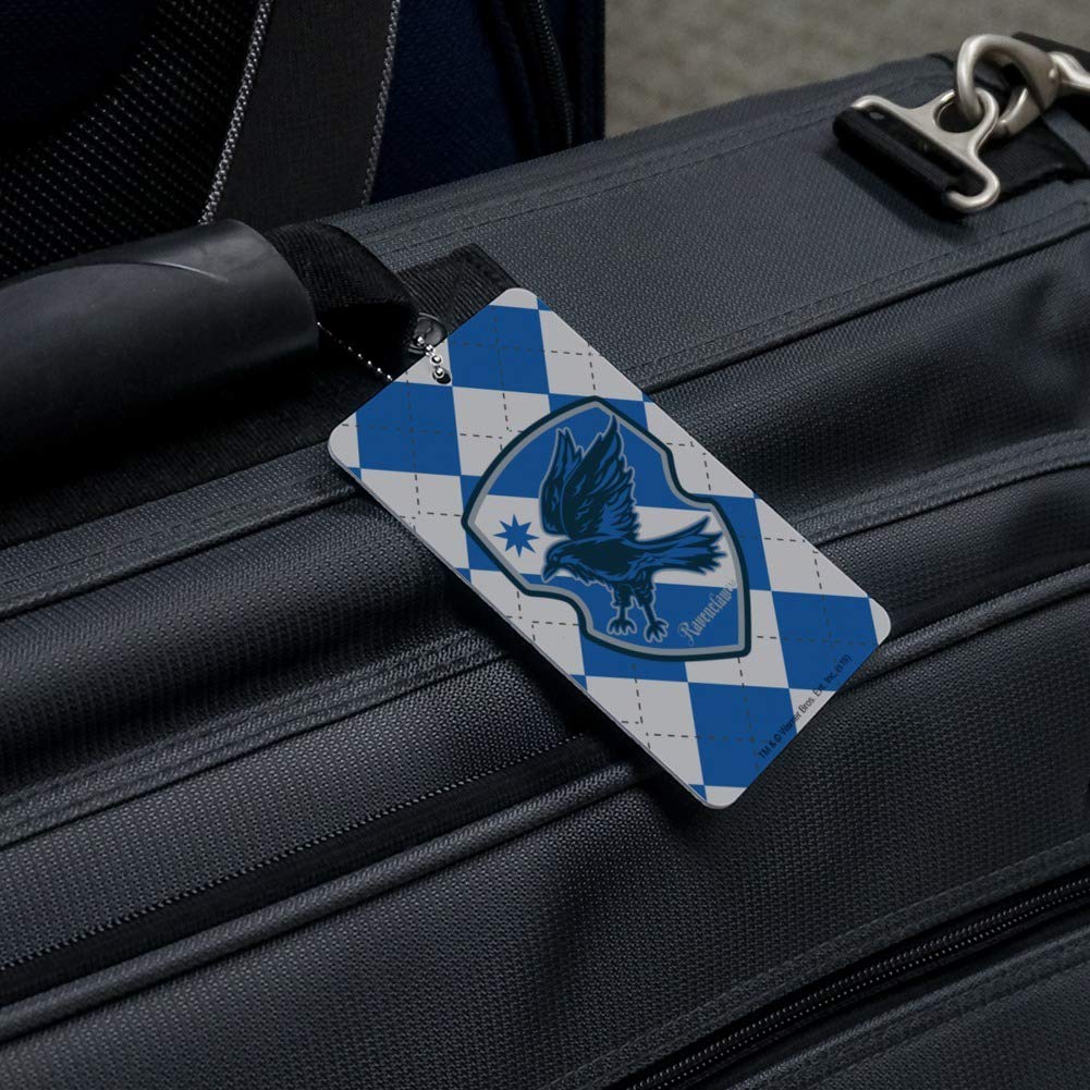 Harry Potter Ravenclaw Plaid Sigil Luggage Tag - Durable Suitcase ID Card for Carry-On Bags - Perfect for Travel, Cosplay, and Harry Potter Fans