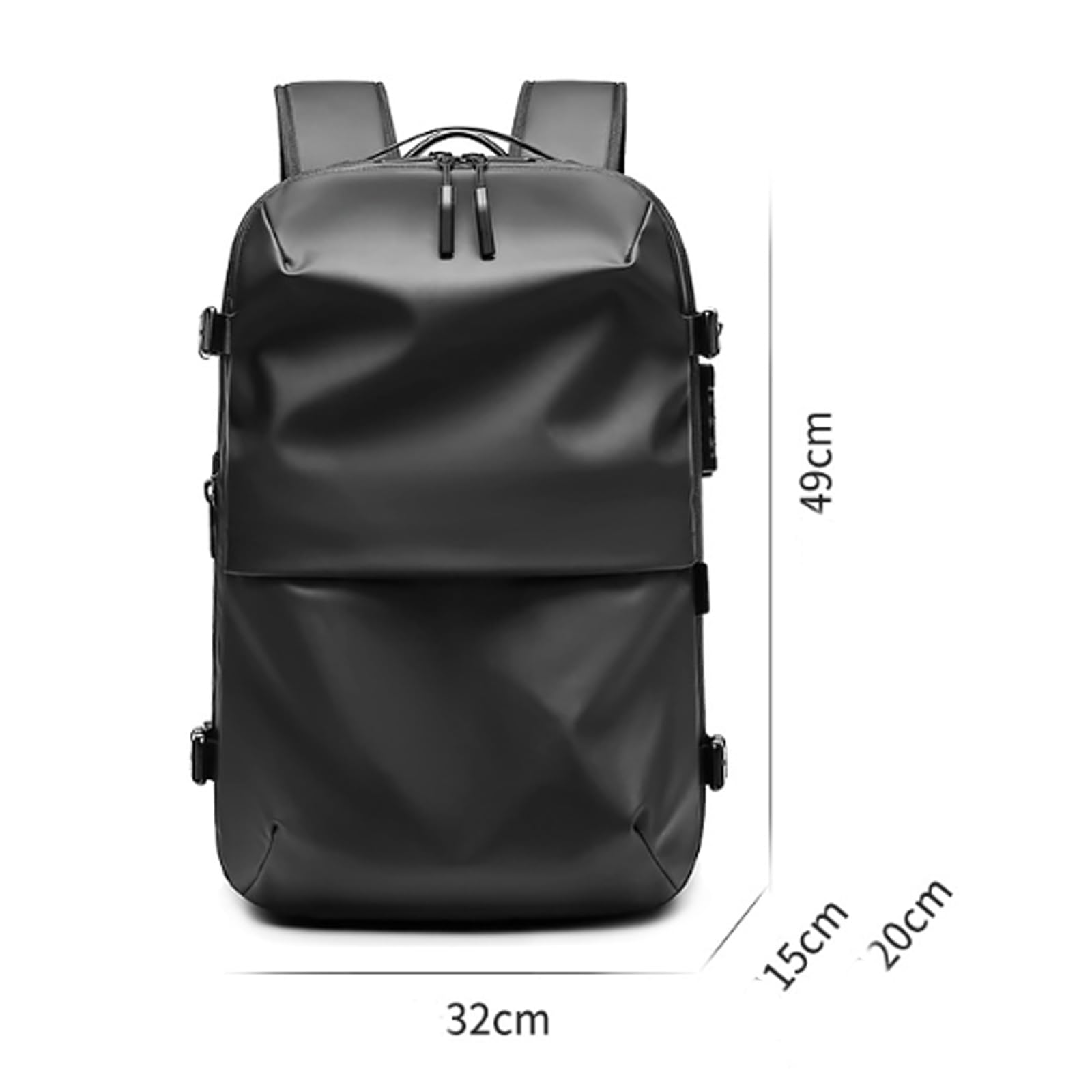 Backvac Expandable 60L Travel Backpack with Vacuum Compression - Black/Dark Grey - Perfect for Camping, Hiking & Air Travel