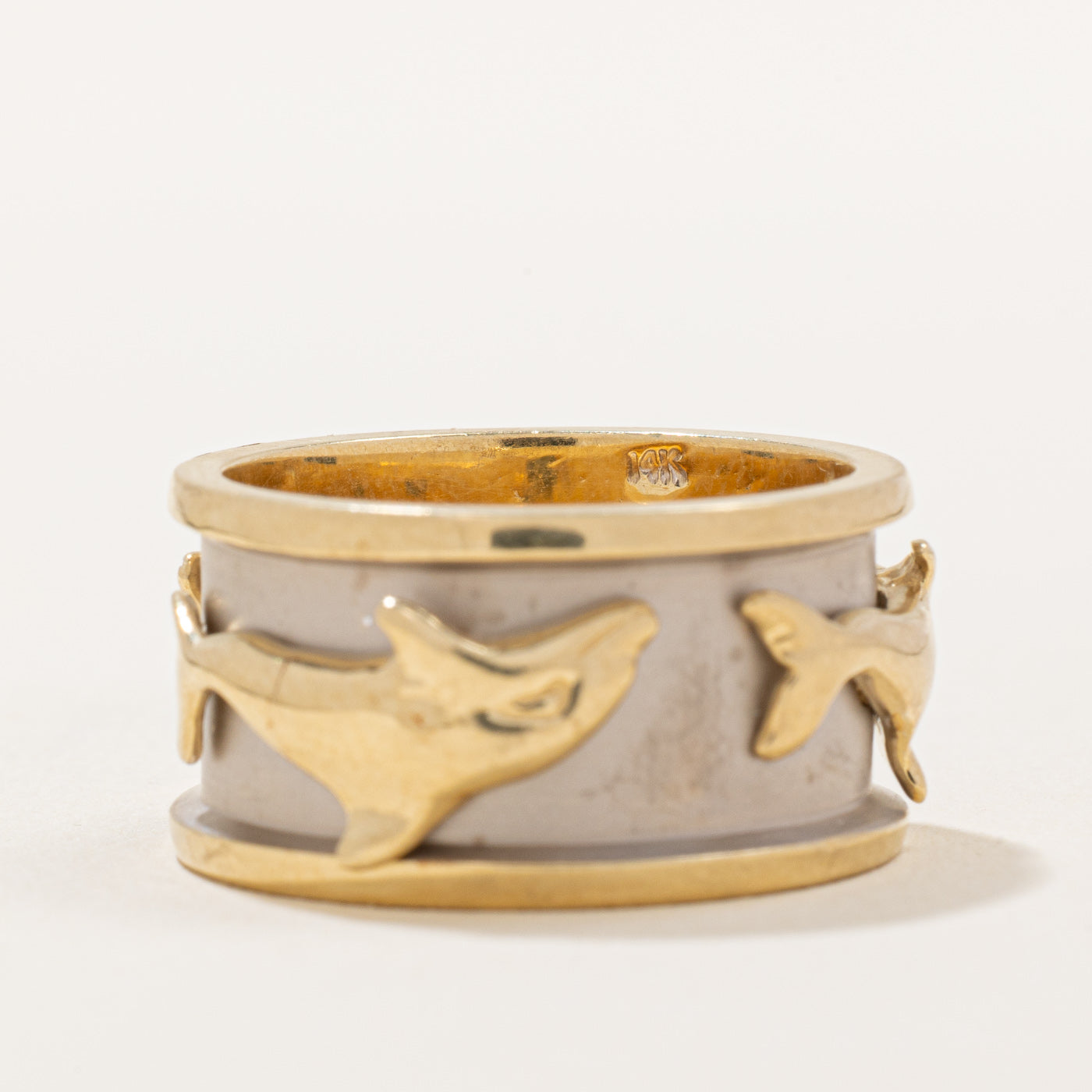 14K Yellow Gold Dolphin Ring for Women - Size 8.5 - Elegant Ocean Jewelry Gift for Beach Lovers & Marine Life Enthusiasts