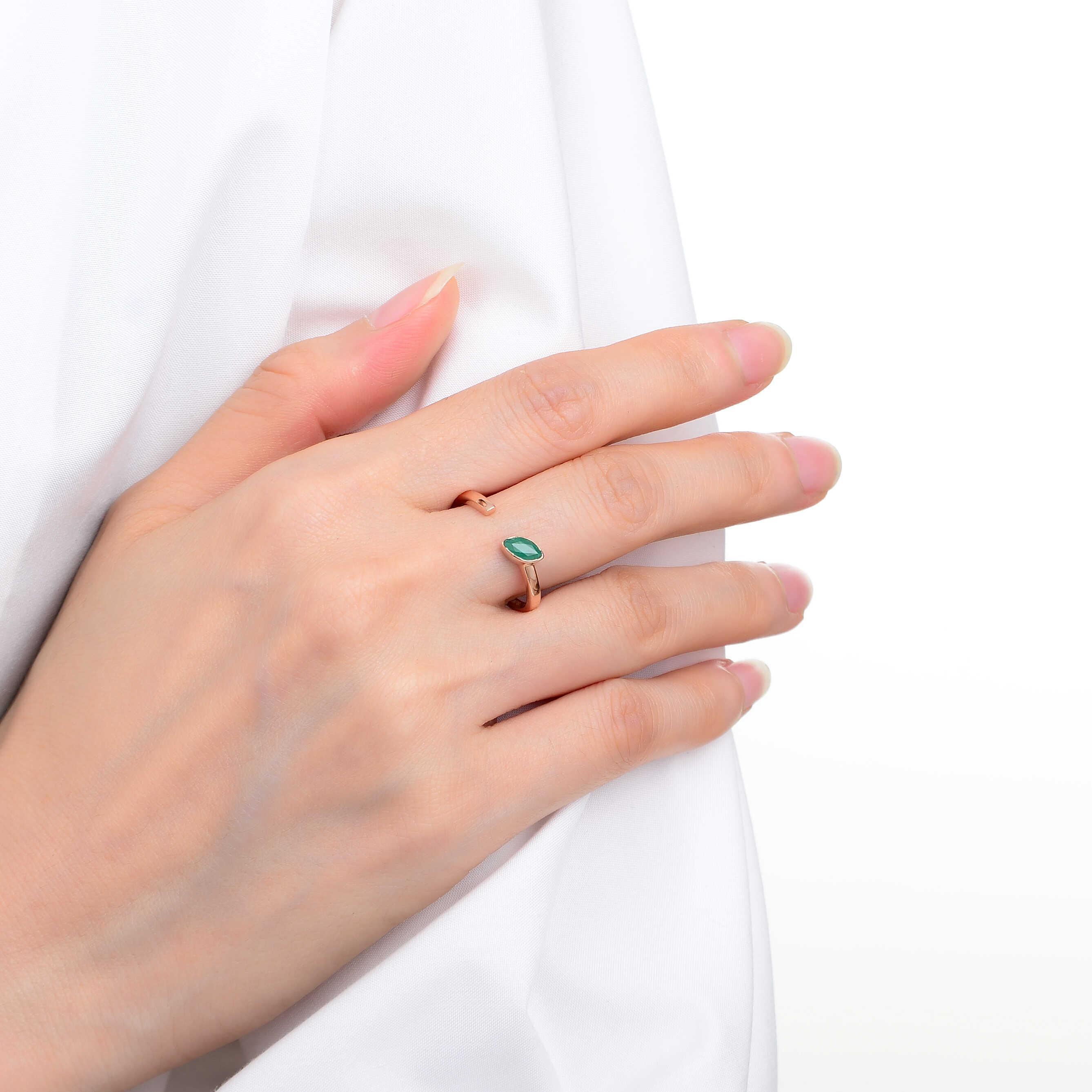 Emerald Marquise Open Ring - Elegant Green Gemstone Jewelry for Women | Perfect for Weddings, Parties & Everyday Wear