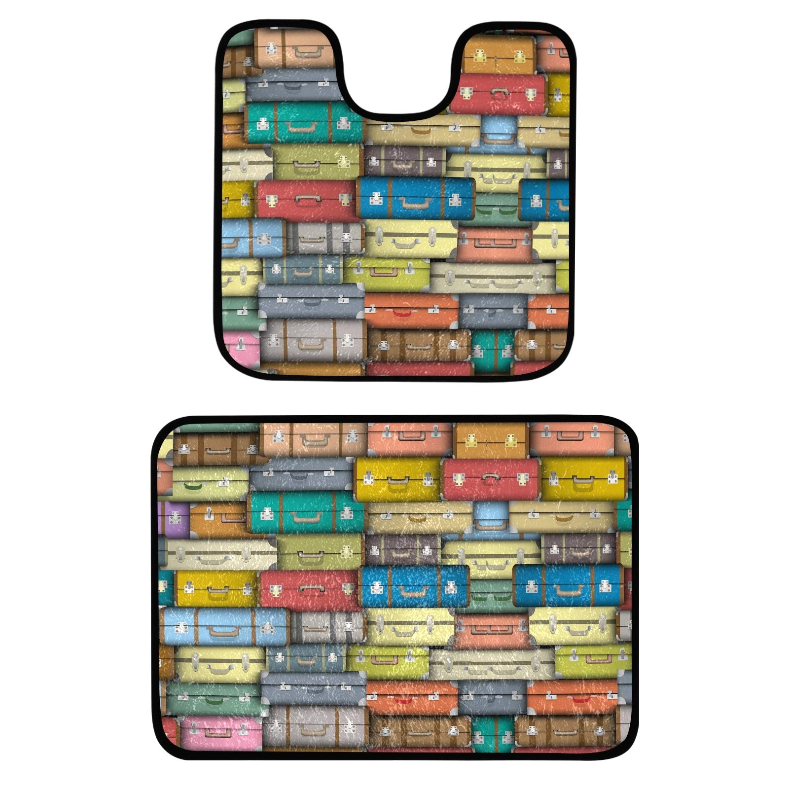 2-Piece Microfiber Plush Bathroom Rug Set - Super Absorbent Non-Slip Shower Mat & U-Shaped Toilet Contour Rug - Soft Bath Mats for Bathroom Floor, Shower Stall and Toilet Area - Perfect for Home, Apartment and Hotel Use