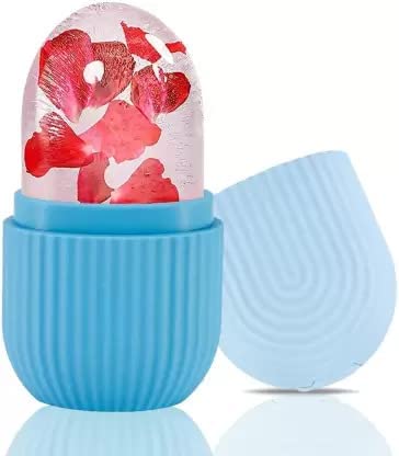 Cooling Ice Face Roller Massager - Reusable Silicone Ice Cube Roller for Puffy Eyes, Neck & Migraine Relief | Skin Care & De-Puffing Tool | Perfect for Morning Routine & Post-Workout Recovery (Blue)