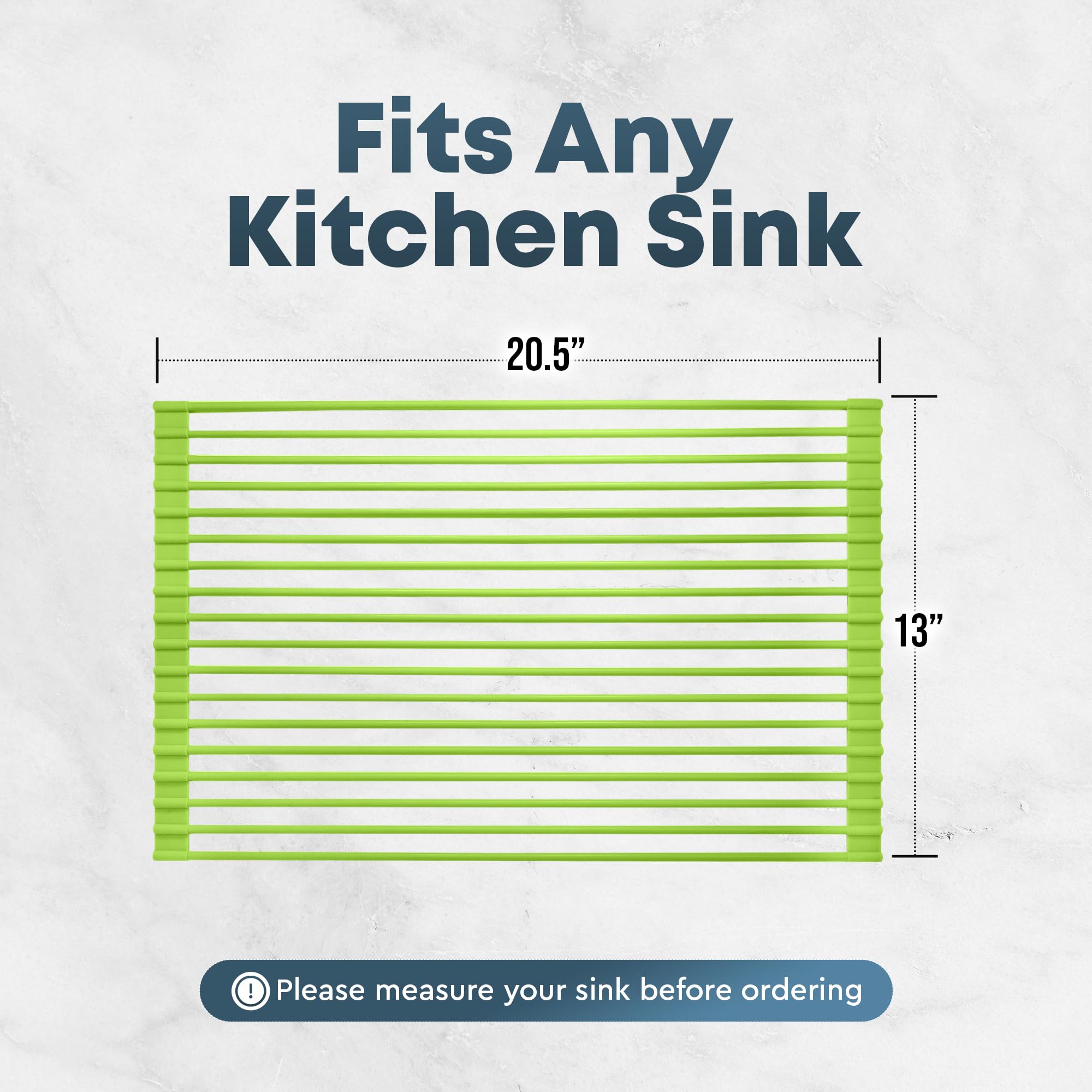 Zulay Kitchen Large Roll Up Dish Drying Rack - Heavy Duty Silicone Wrapped Steel Rods Over Sink Dish Drying Rack - Versatile Roll Up Sink Drying Rack & Trivet - Green, 20.5 x 13 Inches - Perfect for Small Kitchens, Apartments, and RV Use