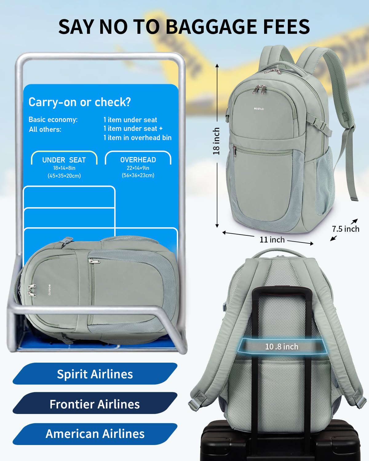 ECOHUB 17.3 Inch Travel Backpack for Women - Water-Resistant Laptop Backpack with 12 Pockets, 28L Capacity for College, Work & Casual Use - Perfect for Commuting, Business Trips & Daily Essentials