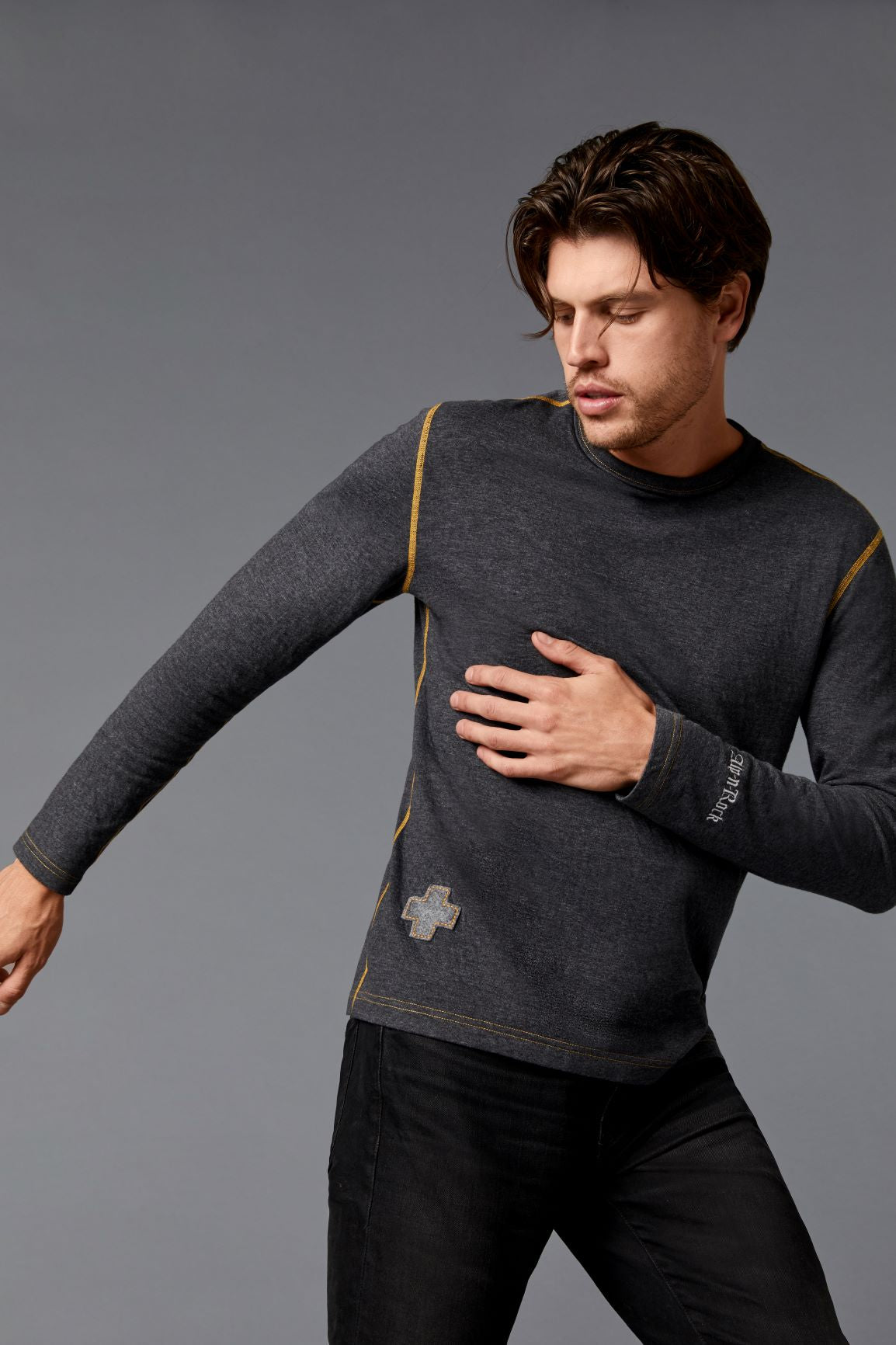 Men's Alp N Rock Winter Lager Crew Sweatshirt - Heather Black - Warm Fleece-Lined Pullover for Cold Weather, Hiking & Outdoor Activities