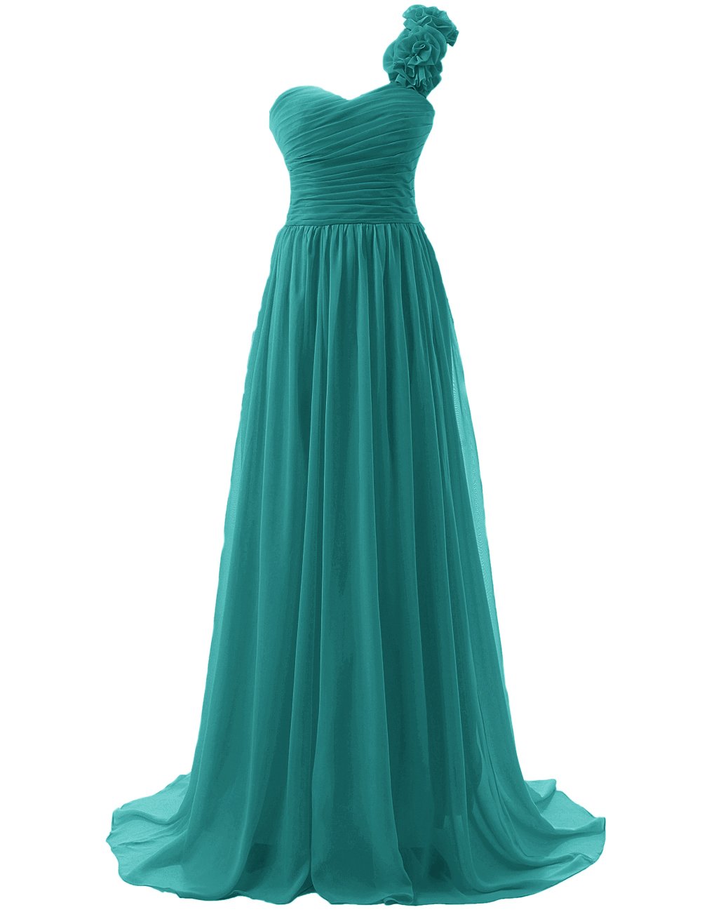 JAEDEN Elegant One Shoulder Long Chiffon Bridesmaid Dress with Pleated Detail - Perfect for Weddings, Proms, and Formal Evening Events
