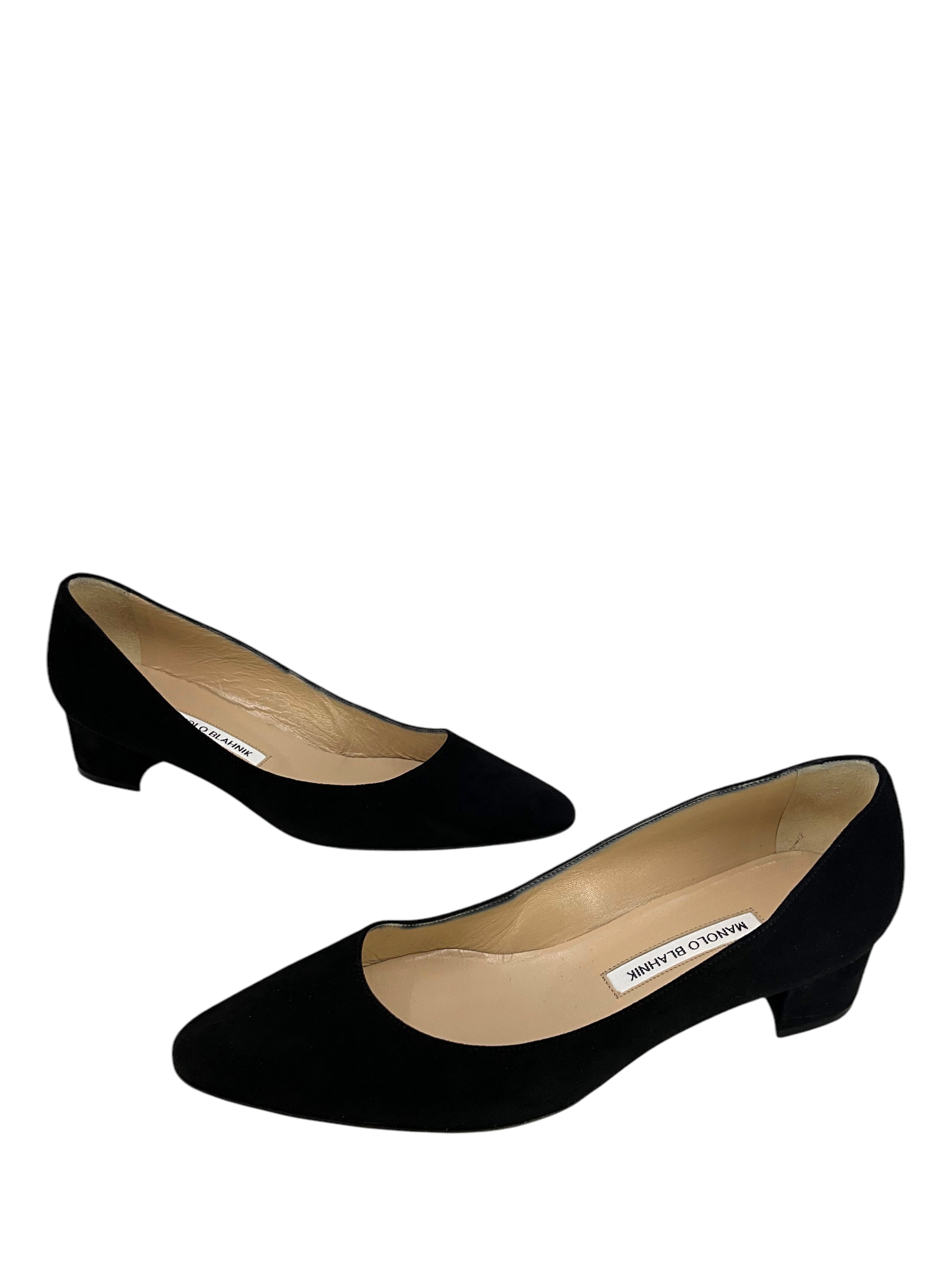 Manolo Blahnik Listony Block Heel Suede Pumps - Women's Size 10 | Comfortable & Stylish High Heels for Office, Party & Special Occasions
