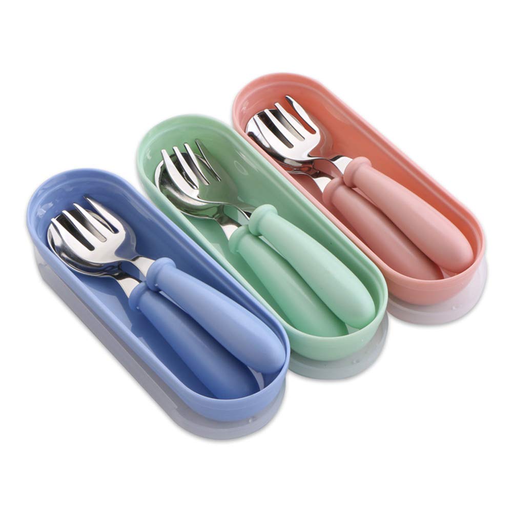 **Baby Fork and Spoon Set - 3-Piece Toddler Utensils for Self Feeding with Travel Case | Safe & Durable Kids Tableware for Home, Kitchen & On-the-Go Meals**    *(Use Case: Perfect for toddlers learning to self-feed, travel-friendly meals, and everyday home or daycare use.)*