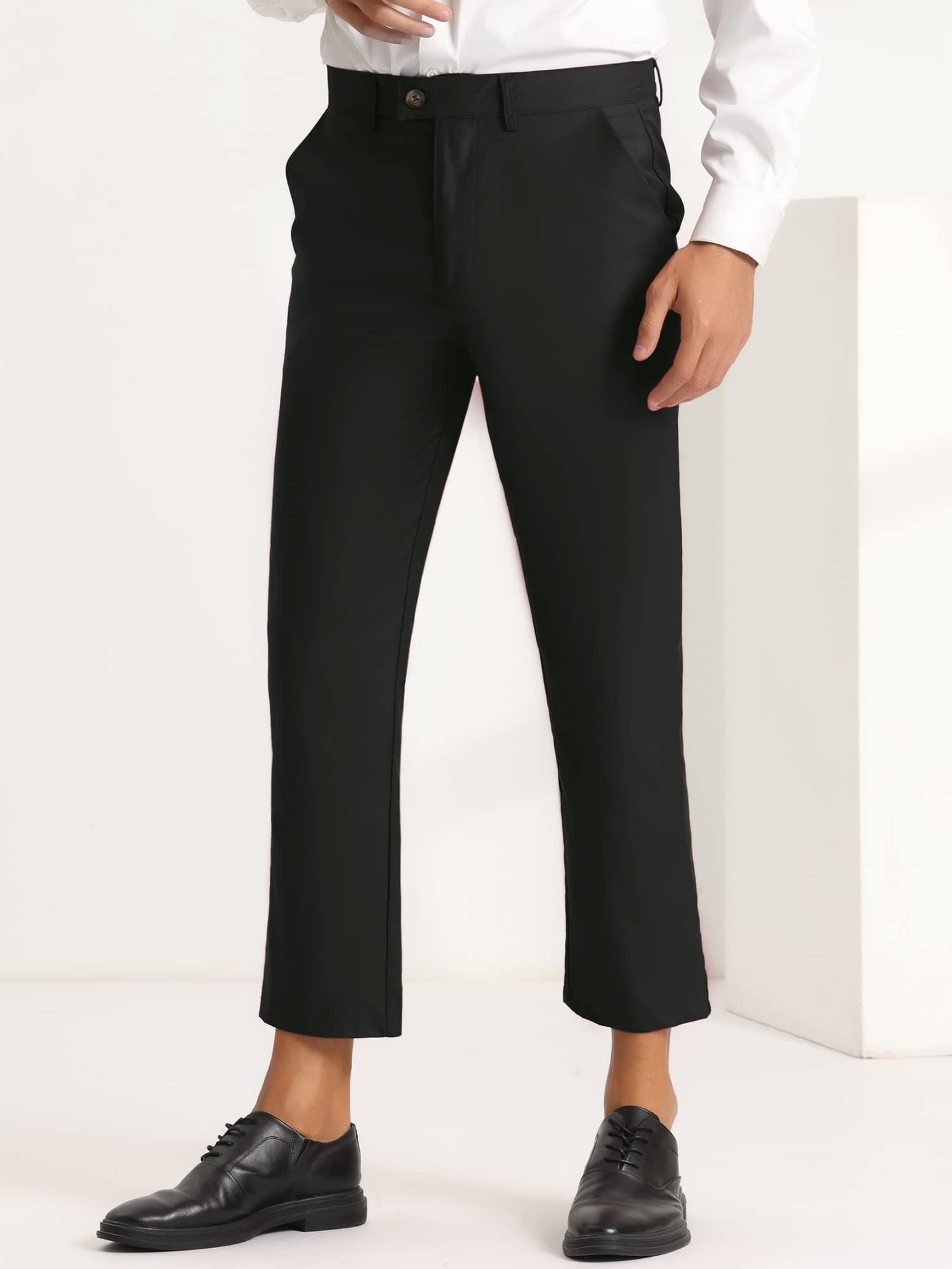 Lars Amadeus Men's Slim Fit Flat Front Dress Pants for Office, Prom & Formal Events - Professional Business Attire & Wedding Guest Outfits