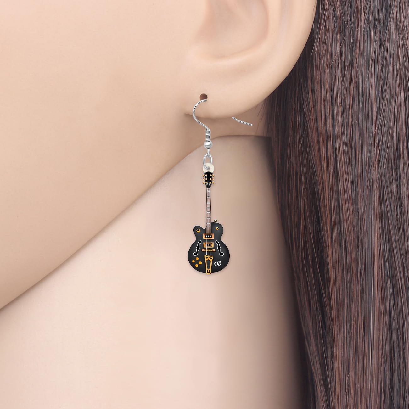 Stylish Acrylic Bass Guitar Earrings for Women - Cute Music-Themed Dangle Jewelry, Perfect Gift for Musicians & Music Lovers - Great for Concerts, Parties & Everyday Wear
