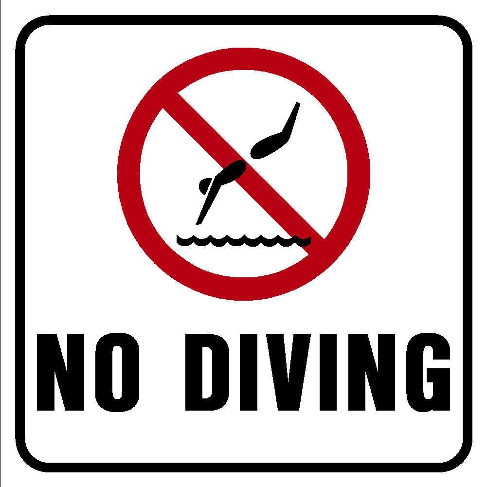 Safety & Warning Vinyl Stickers Bundle - No Diving Sign, Warehouse Signs (3.5