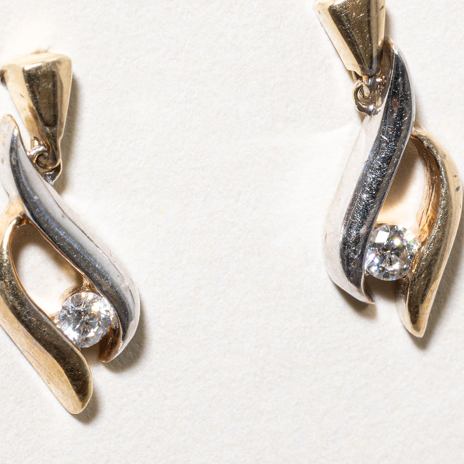 10K Two Tone Gold Diamond Dangle Earrings | 0.12ctw Diamond Stud Earrings for Women | Perfect for Weddings, Parties & Special Occasions