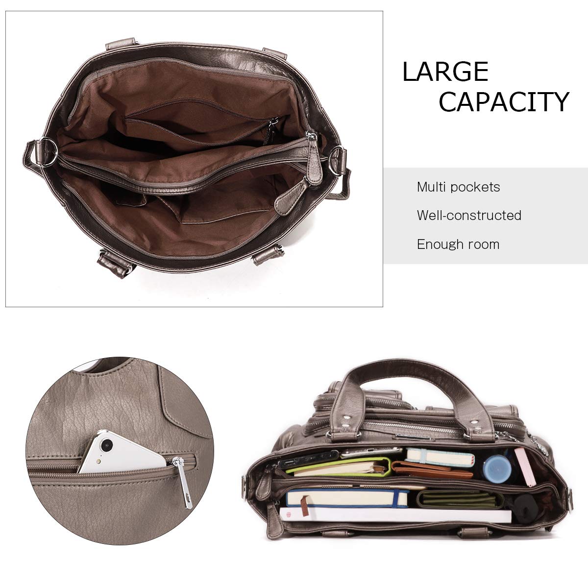 KL928 Large Vegan Leather Tote Bag for Women - Stylish Shoulder Handbag & Hobo Purse - Perfect for Work, Travel & Everyday Use
