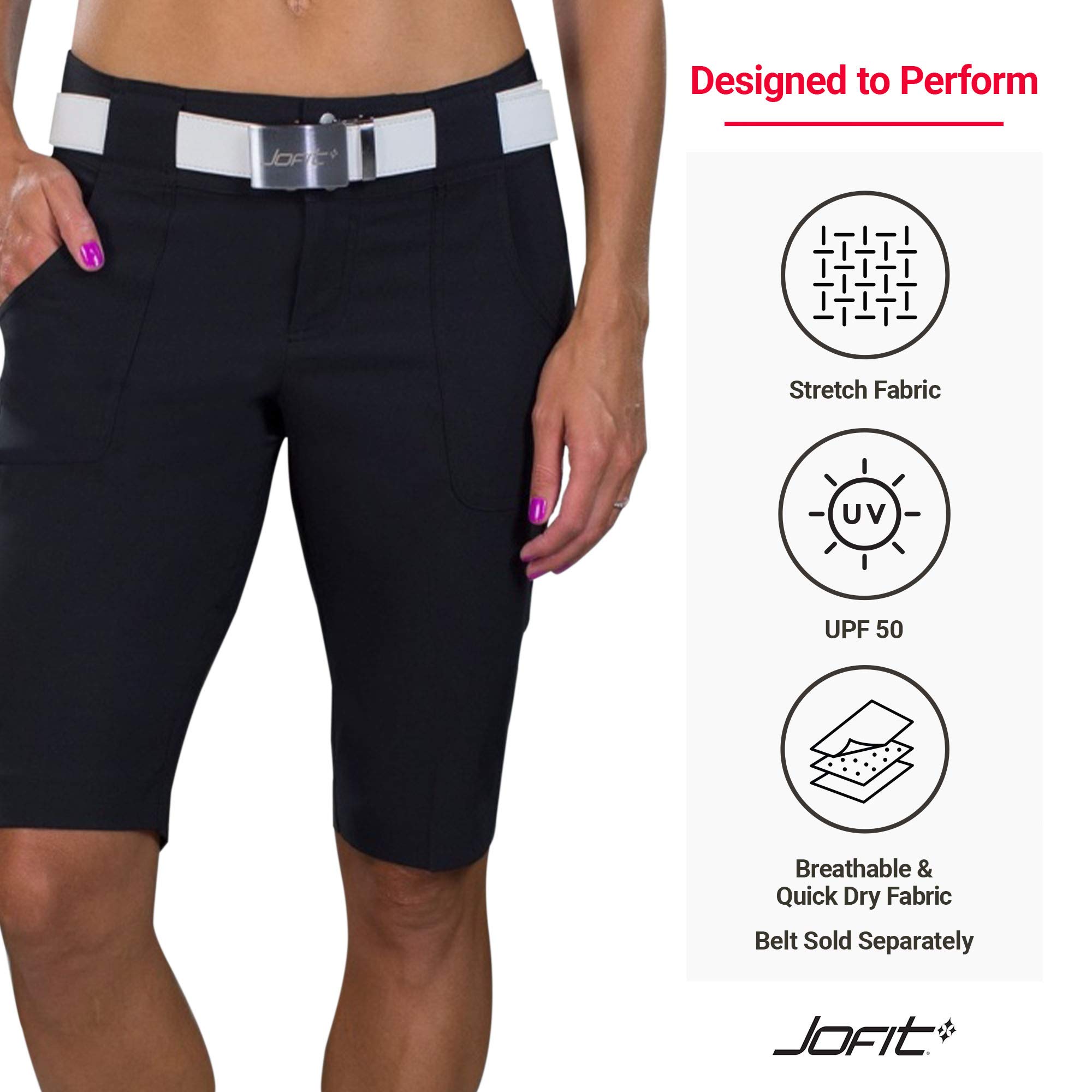 Jofit Apparel Women's Athletic Bermuda Shorts - High Waist Workout Shorts for Yoga, Running & Gym - Breathable Quick-Dry Fitness Shorts