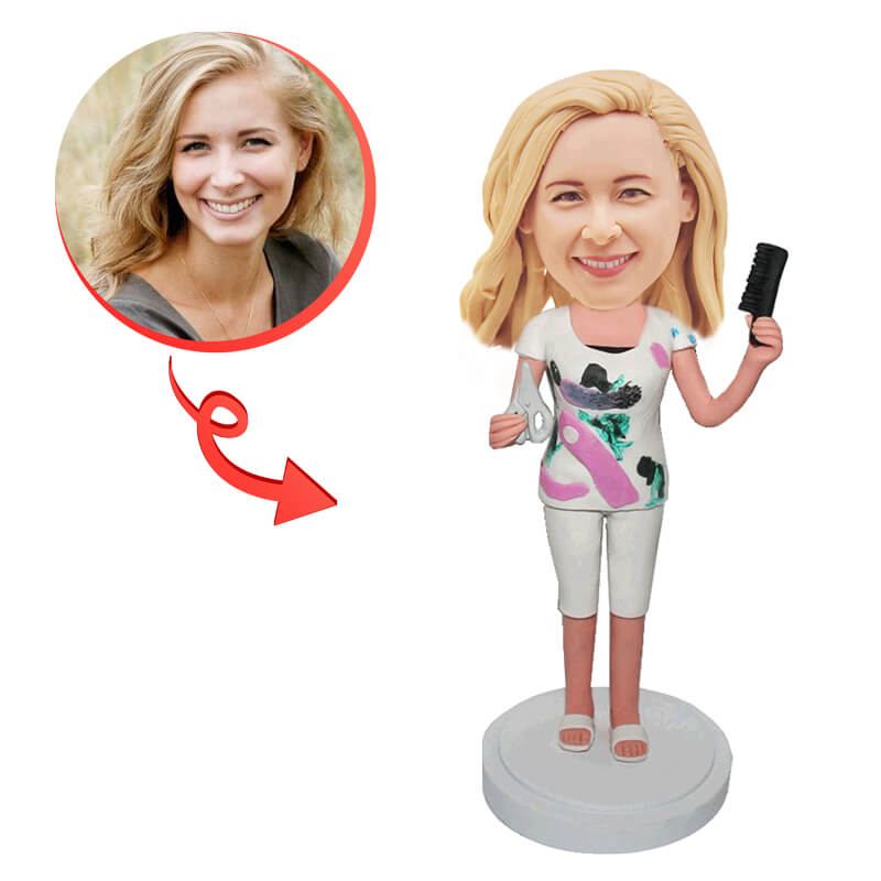 Custom Barber Bobblehead - Personalized Barber Shop Gift - Fun Desk Decoration for Hair Stylists & Salon Owners - Perfect for Barber Appreciation, Retirement & Grand Opening Gifts