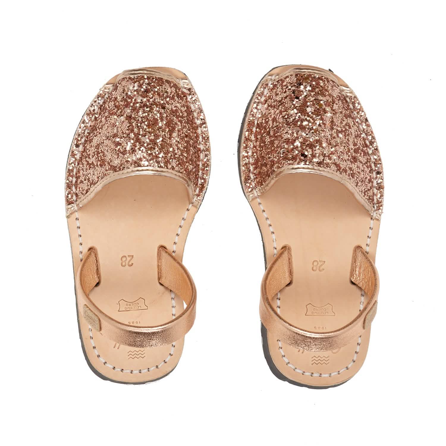 Glittery Leather Menorcan Sandals for Kids - Iker 1097R Sparkling Shoes | Perfect for Beach, Party & Summer Outfits