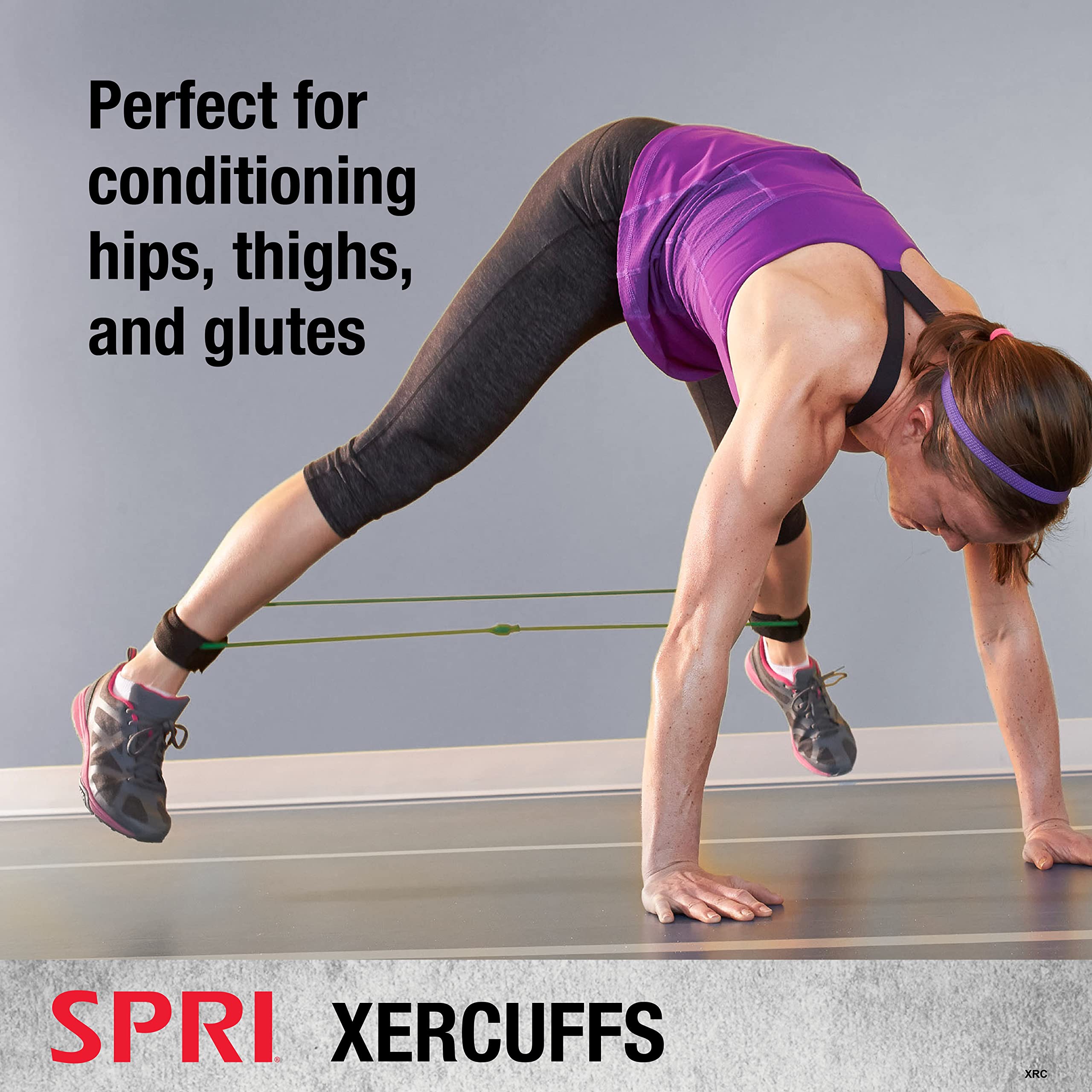 SPRI Xercuff Leg Resistance Band with Non-Slip Padded Ankle Cuffs - Adjustable Exercise Cord for Strength Training, Physical Therapy & Home Gym Workouts (Bands Sold Separately) - Perfect for Pilates, Yoga & Rehabilitation Exercises