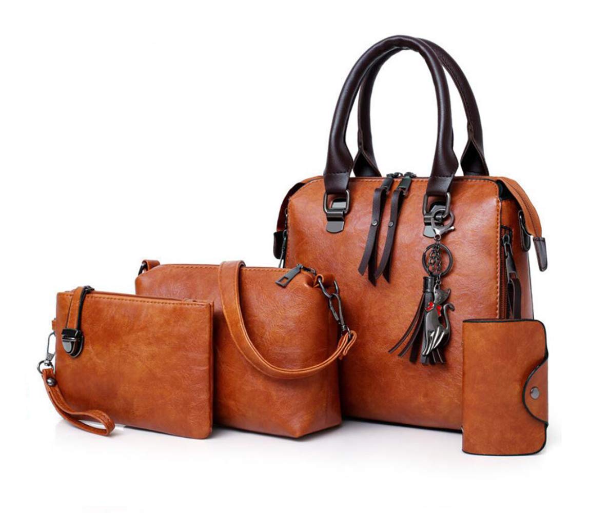 Women's PU Leather Tote Bag - Crossbody Shoulder Purse with Tassel for Work & Travel