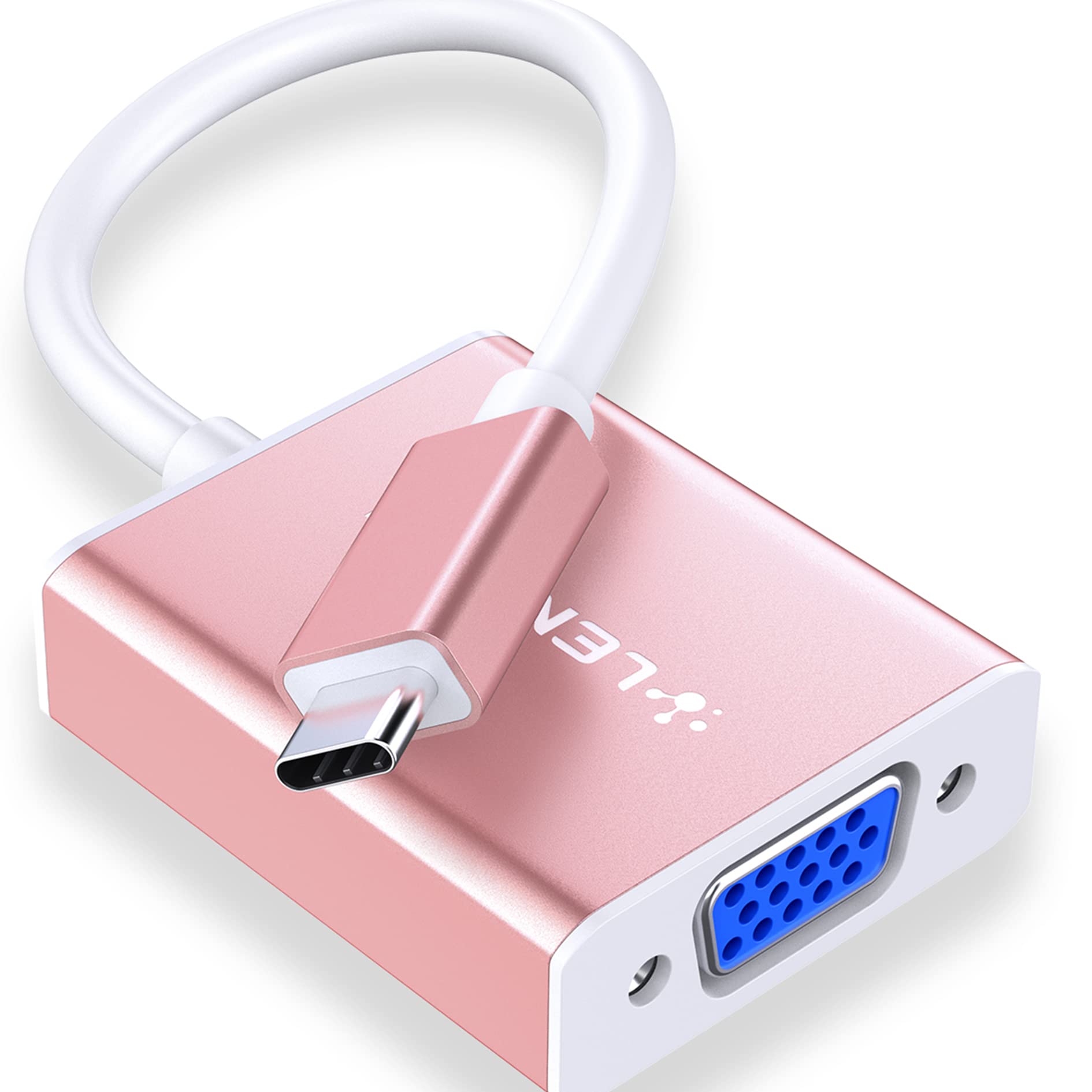LENTION USB C to VGA Adapter Cable - 4K Type C to VGA Converter for MacBook Pro/Air 2023-2016, iPad, Chromebook, Dell XPS, Galaxy Phone - Rose Gold | Works with Monitors, Projectors & HDTVs for Office, Classroom & Home Theater Setup