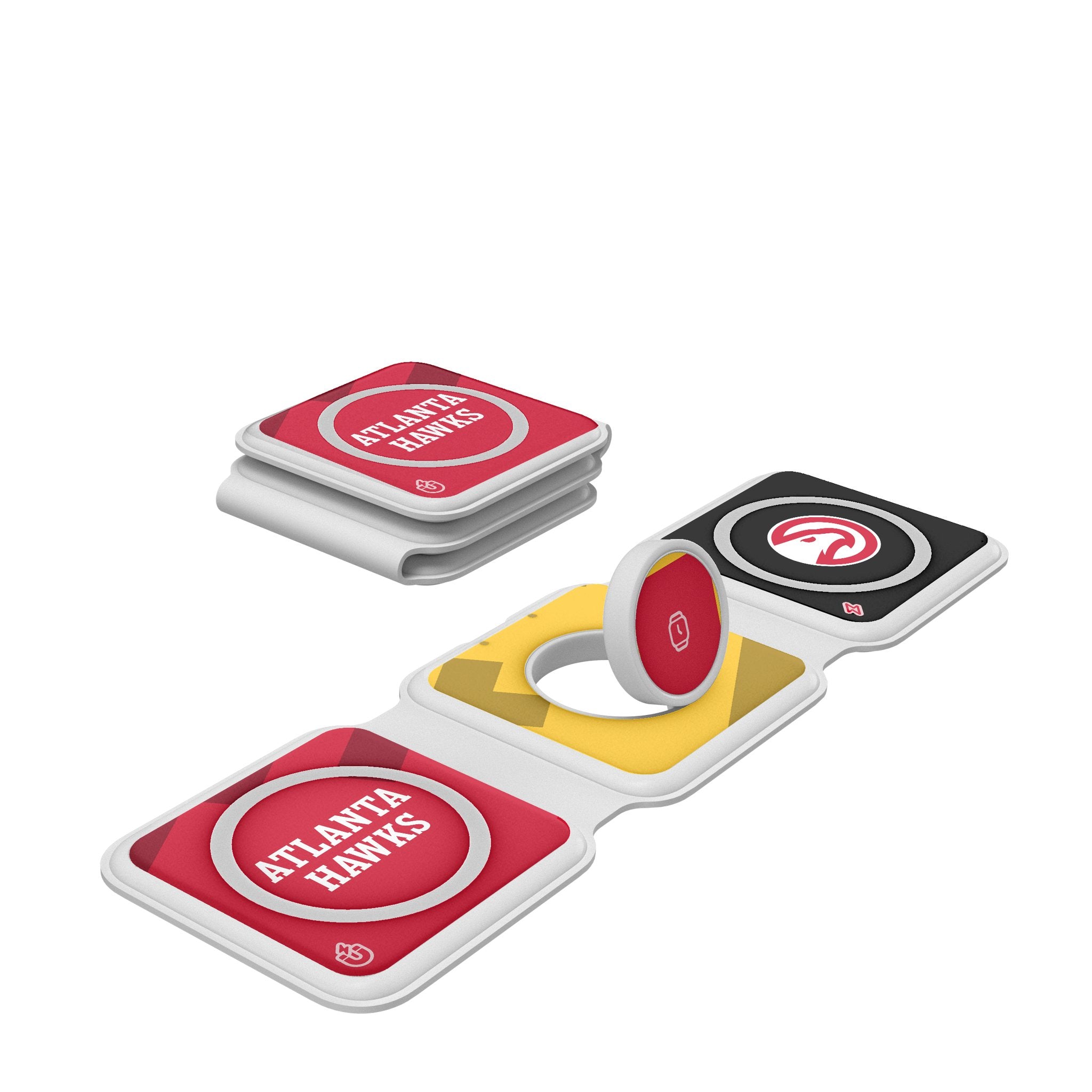 Atlanta Hawks NBA Team Color Block Foldable 3-in-1 Wireless Charger - Fast Charging for iPhone, Android, AirPods - Perfect for Home, Office & Travel