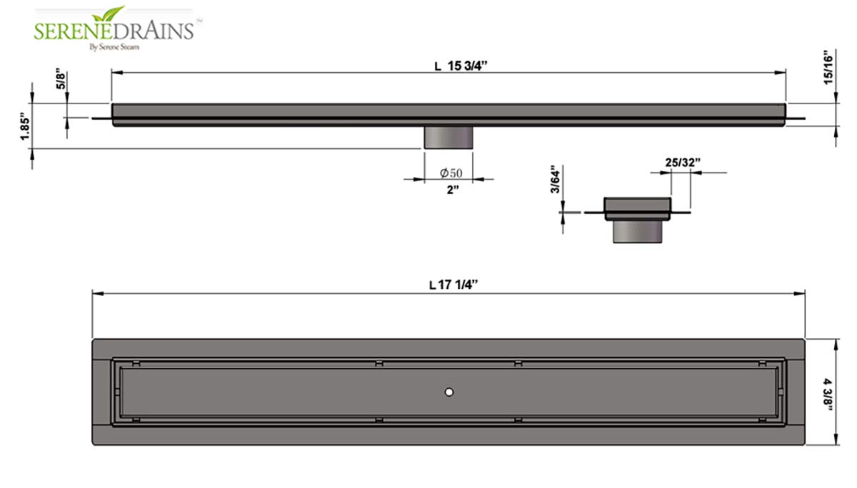 SereneDrains 16 Inch Linear Shower Drain - Matte Black Stainless Steel with Luxurious Tile Insert | Modern Bathroom Drainage System for Walk-in Showers and Wet Rooms
