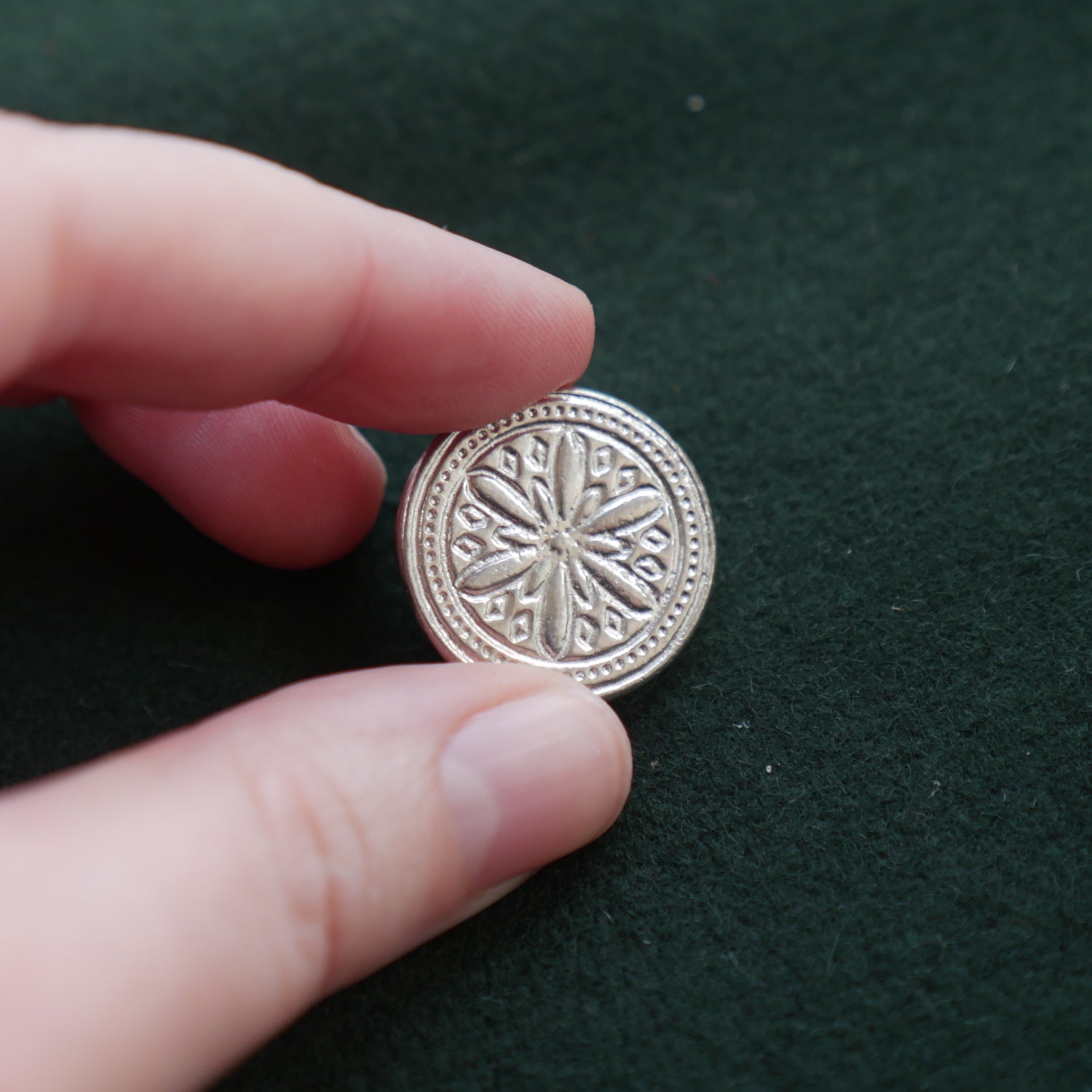 Hex Pewter Buttons 5/8