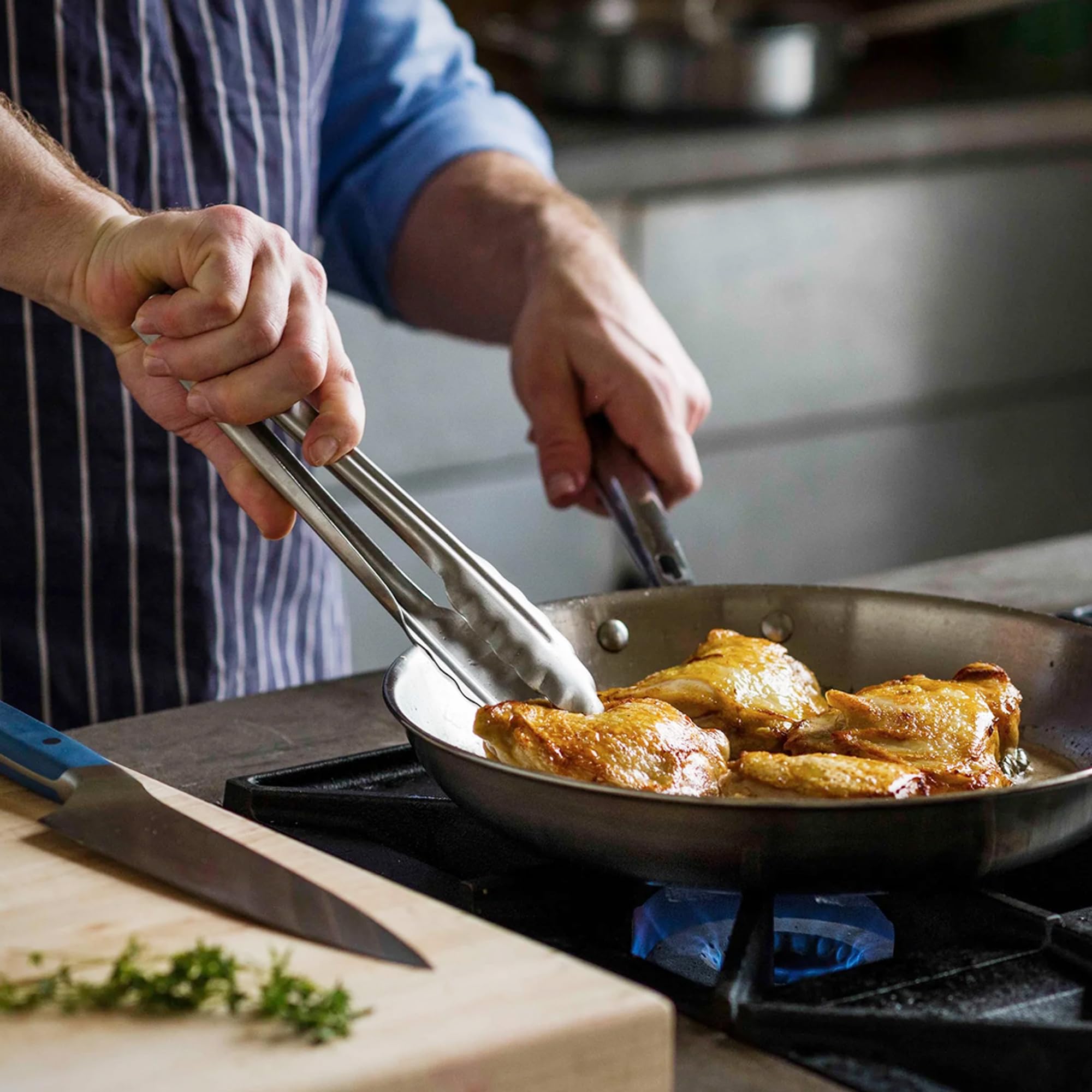 Misen 10-Inch 5-Ply Stainless Steel Frying Pan - Professional Grade Cookware for Searing, Sauteing & Even Heating - Durable Restaurant-Quality Skillet for Home Chefs - Perfect for Stovetop Cooking, Meal Prep & Gourmet Dishes