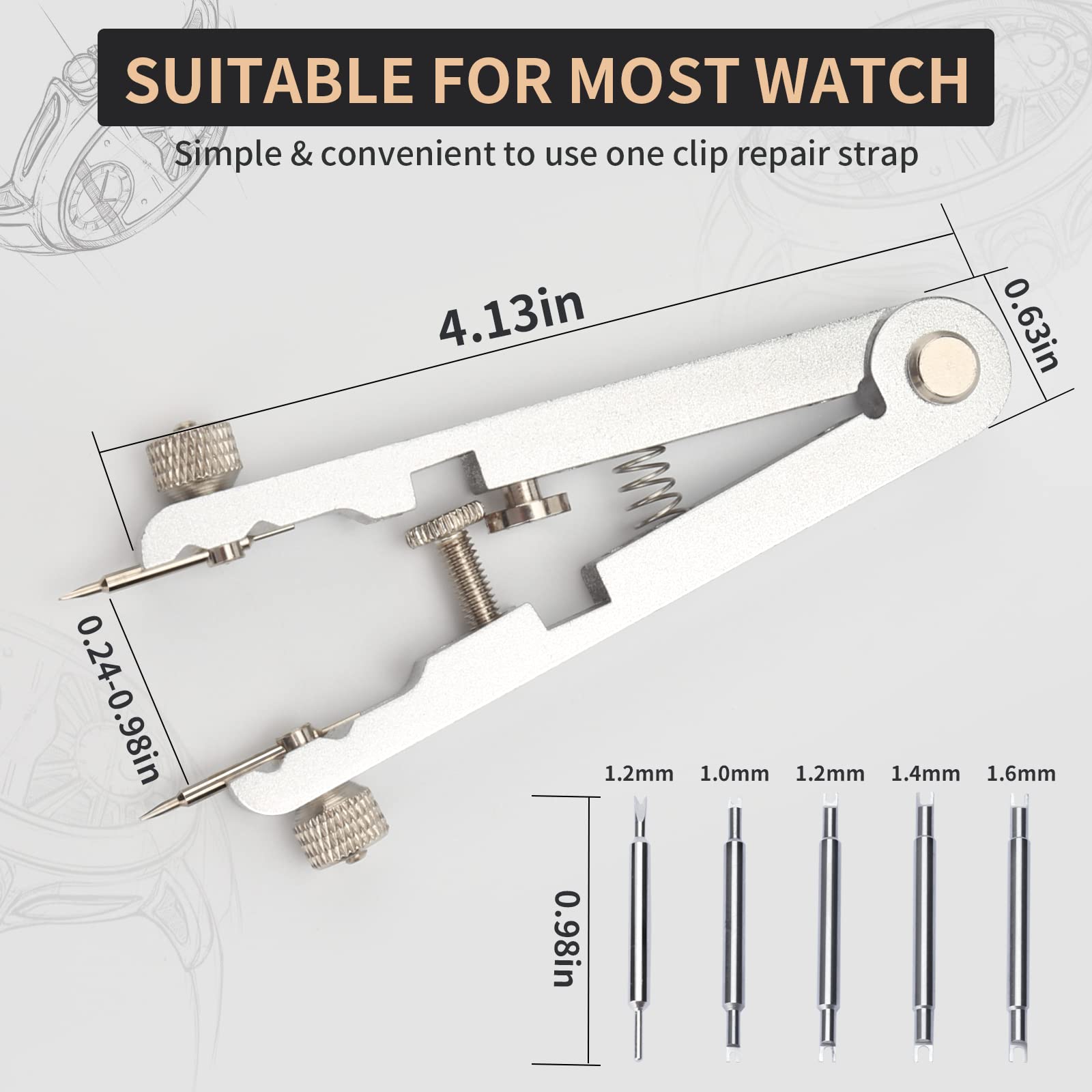 Watch Spring Bar Pliers Tool Kit with 8 Durable Tips Pins, Professional Spring Bar Tweezers for Bracelet Strap Band Removal & Link Adjustment - Ideal for Watch Repair, Maintenance & DIY Jewelry Projects