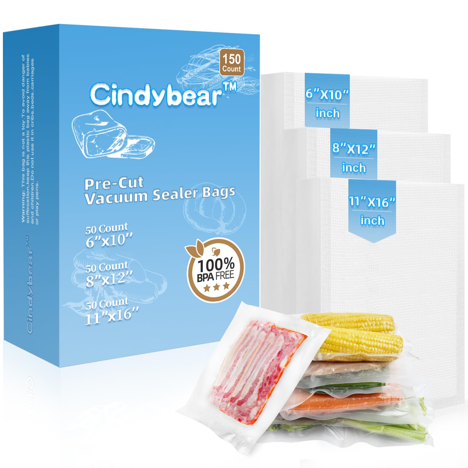 150pcs Heavy Duty Vacuum Sealer Bags - 11