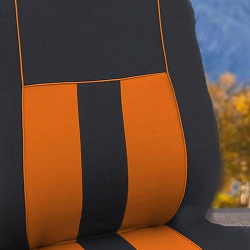 Premium FH Group Orange Striped Car Seat Covers Full Set - Universal Fit for Cars, Trucks & SUVs | Airbag Compatible, Split Rear Design | Durable Interior Accessories for Commuting, Road Trips & Family Protection
