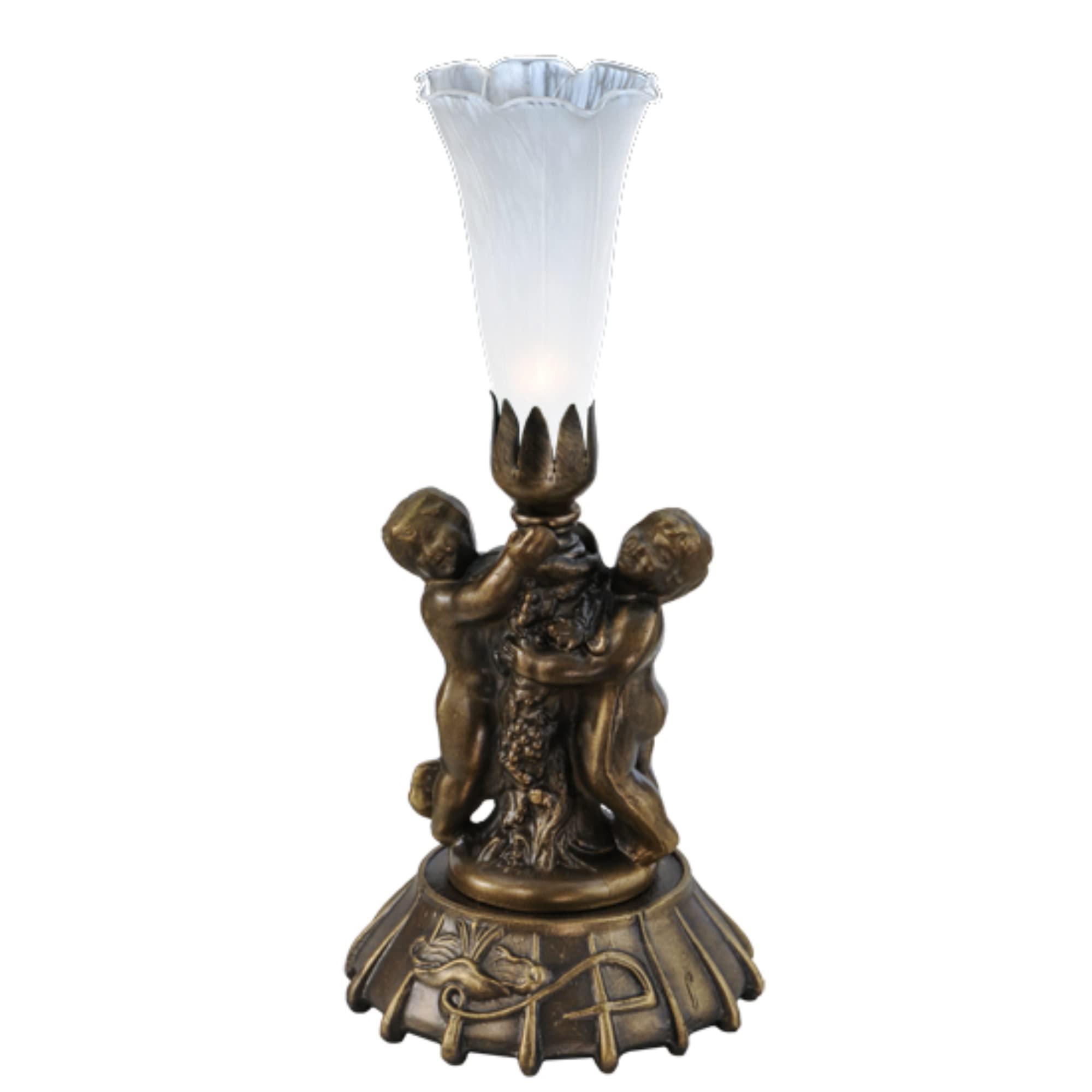 Meyda Tiffany 12989 Twin Cherub Table Lamp - 12 Inch Height, Stained Glass Novelty Lighting for Home Decor | Perfect for Bedroom, Living Room & Nursery