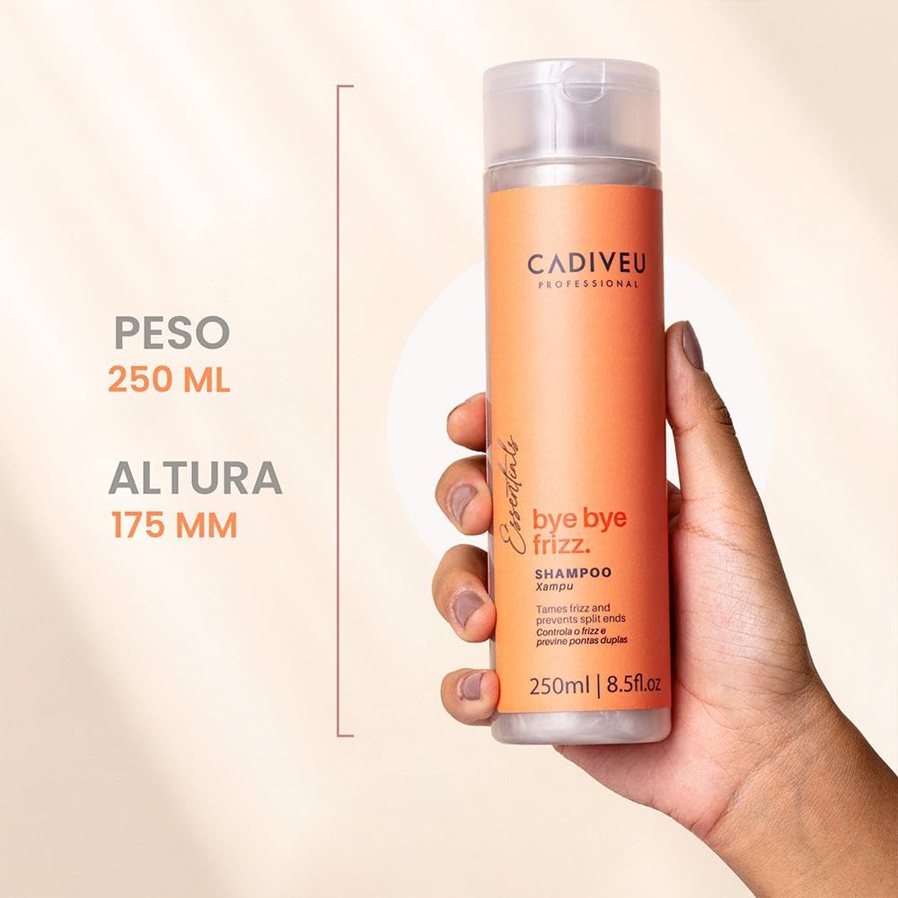 CADIVEU Anti-Frizz Shampoo for Smooth & Shiny Hair - 8.5oz (250ml) - Sulfate Free & Keratin Enriched - Perfect for Dry, Damaged & Curly Hair Care - Salon Quality Results at Home