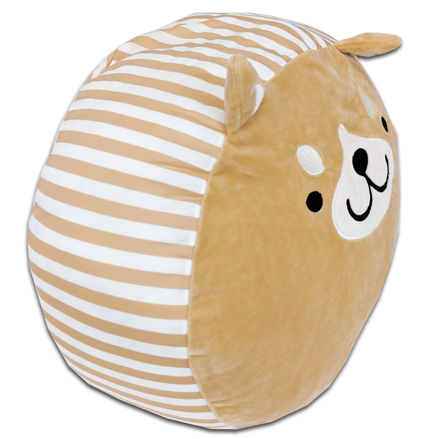 Squishy Dog Face Pillow with Stripes - Soft and Cute Wobbles The Dog Plush Toy for Kids, Teens and Adults | Perfect for Cuddling, Home Decor, Gifts and Stress Relief