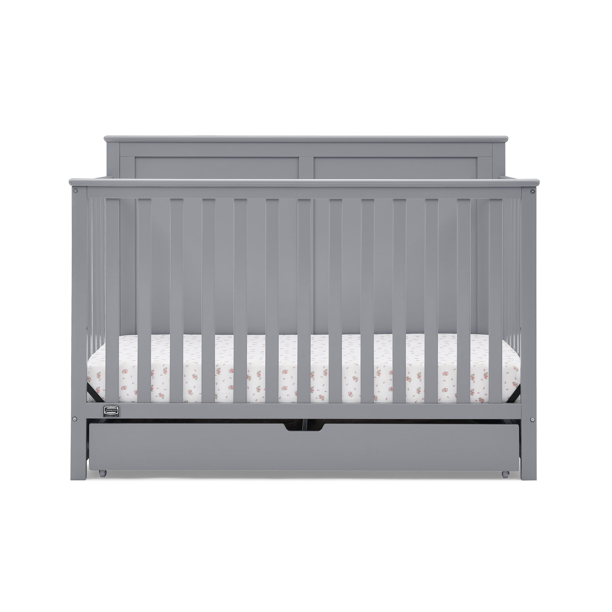 Logan 6-in-1 Convertible Baby Crib with Underdrawer Storage - White Nursery Furniture for Newborn to Toddler Bed | Perfect for Small Spaces & Modern Nurseries