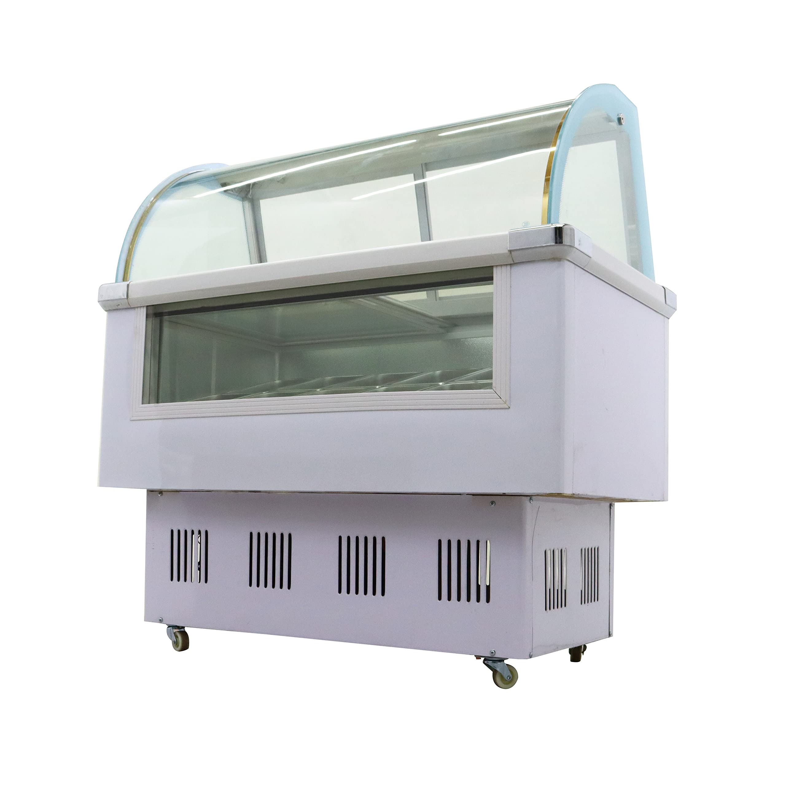 INTSUPERMAI 12 Pan Commercial Hard Ice Cream Showcase Freezer - 170L Gelato & Dipping Cabinet Display Case (110V) - Perfect for Ice Cream Shops, Bakeries, and Dessert Stores