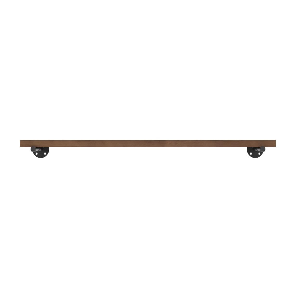 Industrial Pipe Wood Wall Shelf - 48