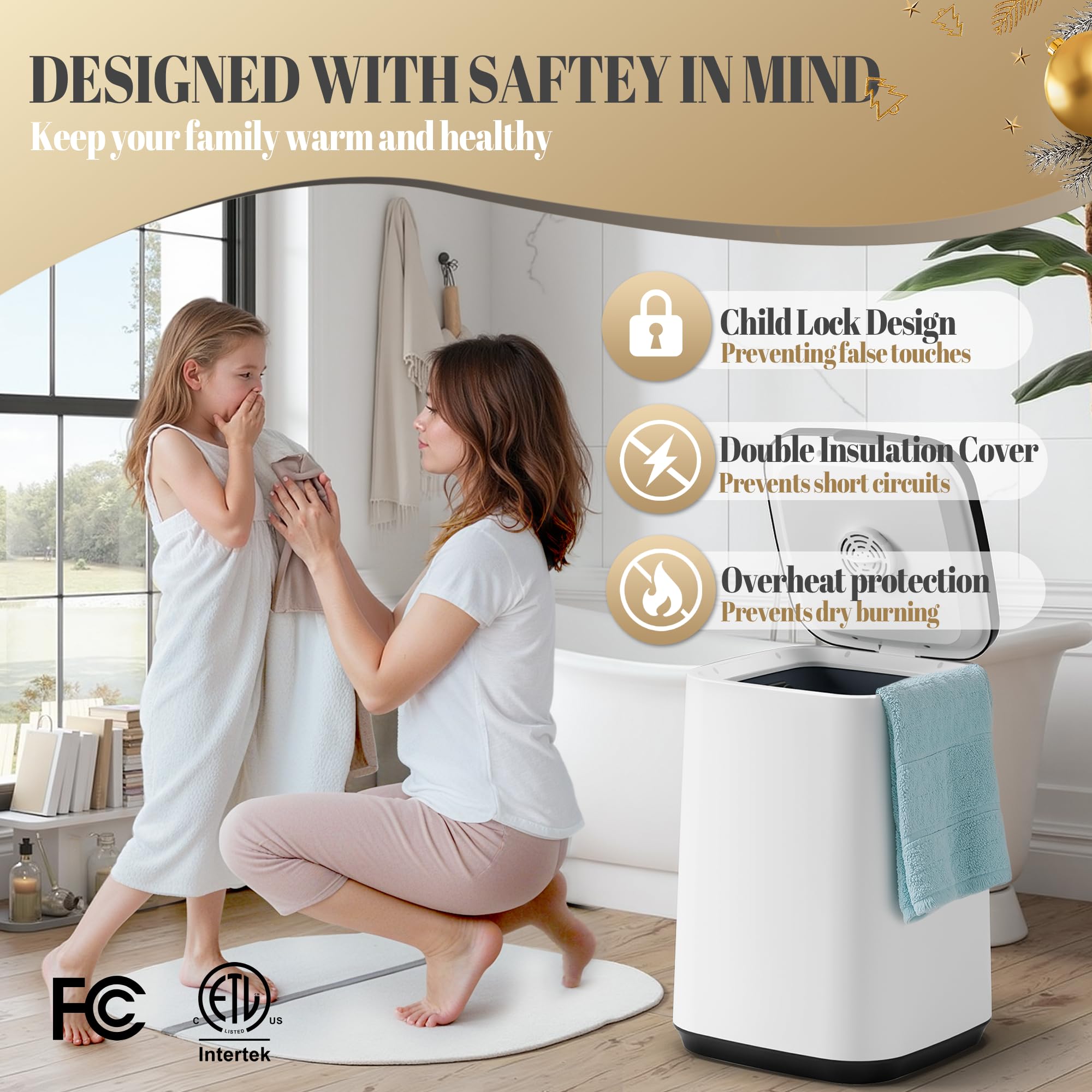 Premium 25L Electric Towel Warmer for Bathroom - Fast Heating with 24-Hour Timer & Child Safety Lock - Perfect for Warming Towels, Bathrobes & Blankets - Ideal Gift for Women - Home Spa & Luxury Bathroom Essential