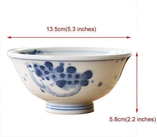 Premium Japanese Ceramic Ramen Bowl - 12oz Large Soup, Cereal, Rice, Fruit & Veggie Bowl - Microwave & Dishwasher Safe for Home, Office & Restaurant Use